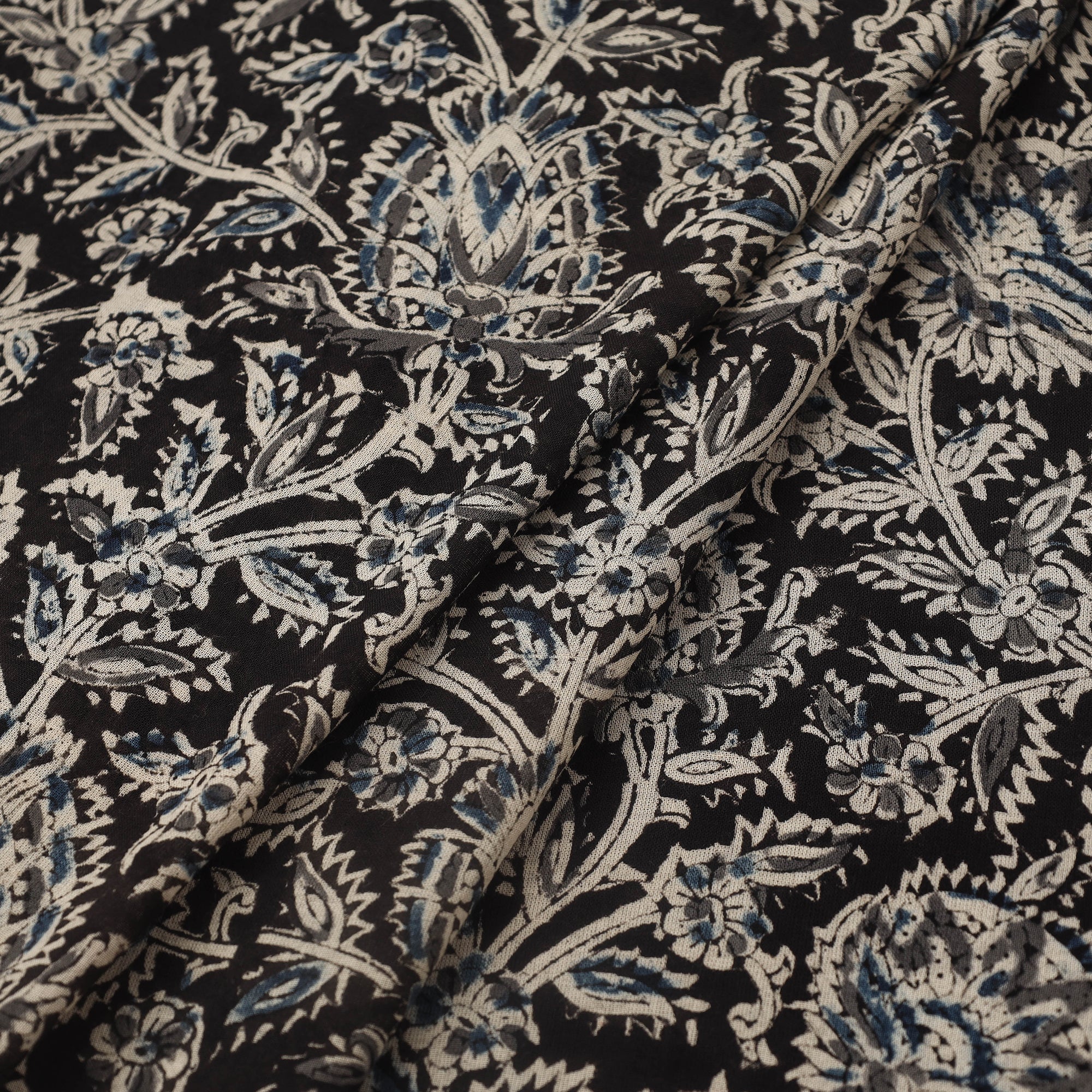 VENKATA BHANU KALAMKARI PEDANA Black - Pedana Hand Block Print Mul Cotton Kalamkari Fabric 17 - view 2