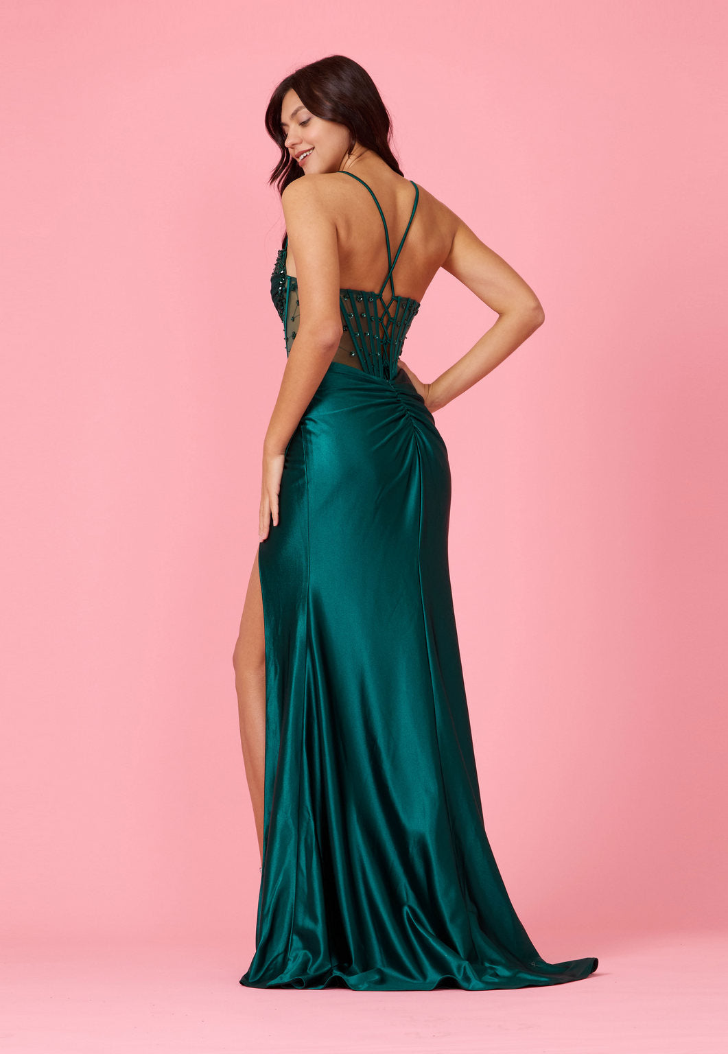 Dylan & Davids Long Beaded Formal Corset Prom Dress - view 2