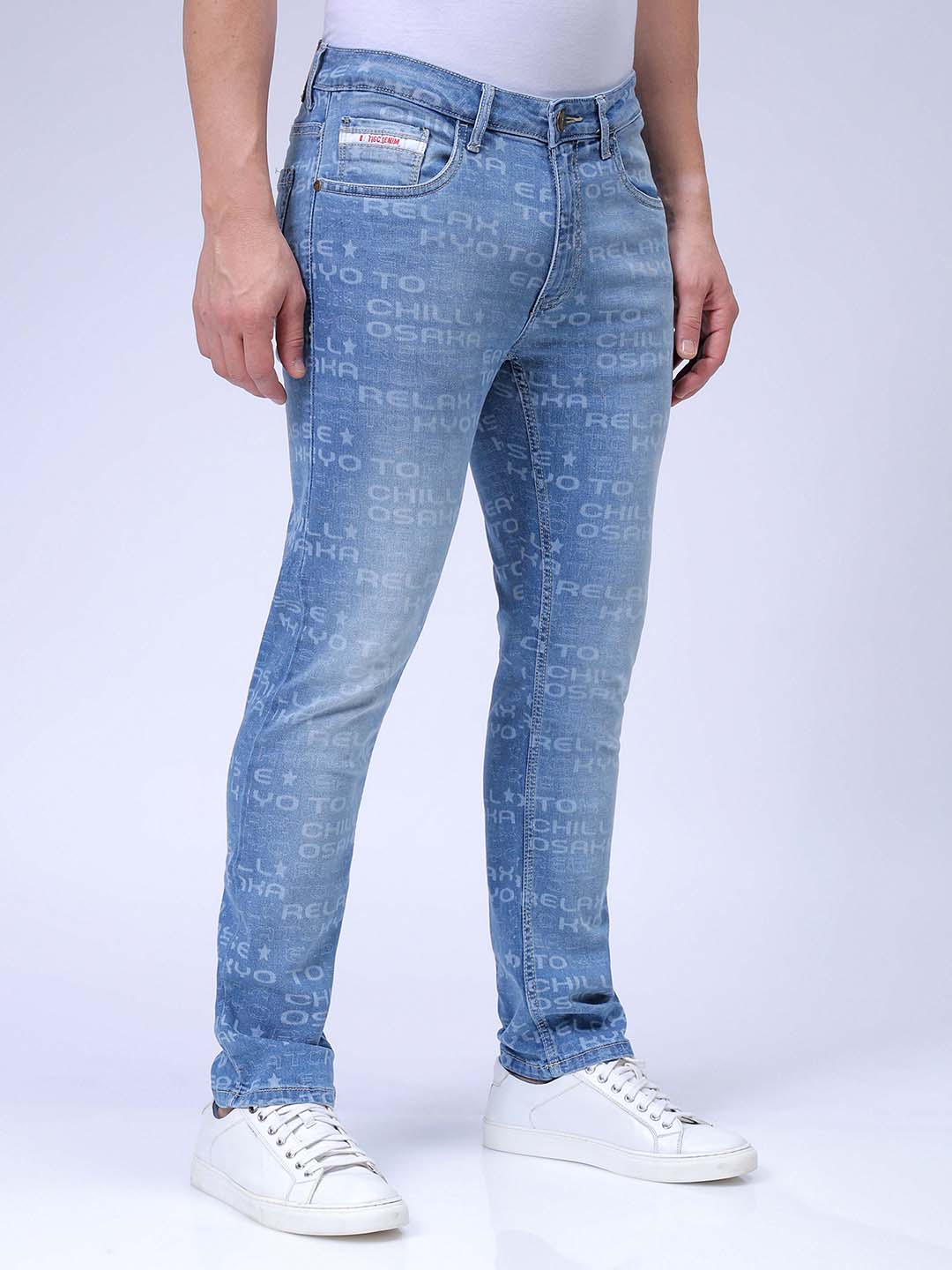 The Indian Garage Co Men's Blue Slim Straight Fit Solid Stretchable Jeans - view 4