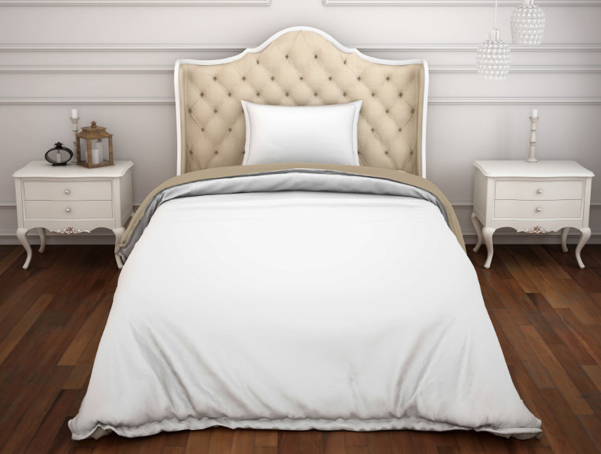 Solid white taupe – Spaces India Solid White/Taupe 100% Cotton Shell Single Quilt / AC Comforter - Hygro By Spaces