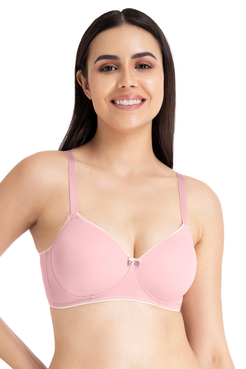 Amante Casual Chic Solid Padded Non-Wired T-Shirt Bra - Bridal Rose-Angel Wing