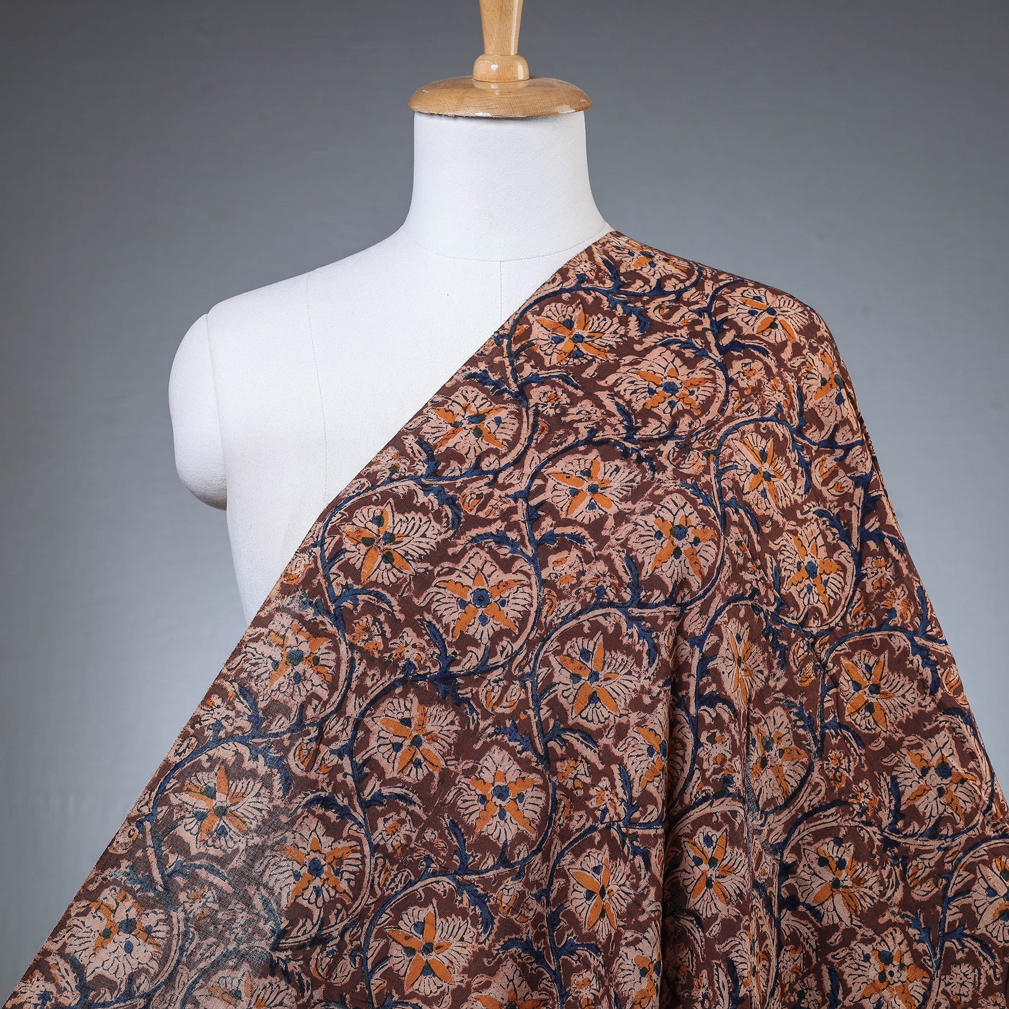 SOUTH KARGHA Brown - Kalamkari Block Printing Natural Dyed Cotton Fabric