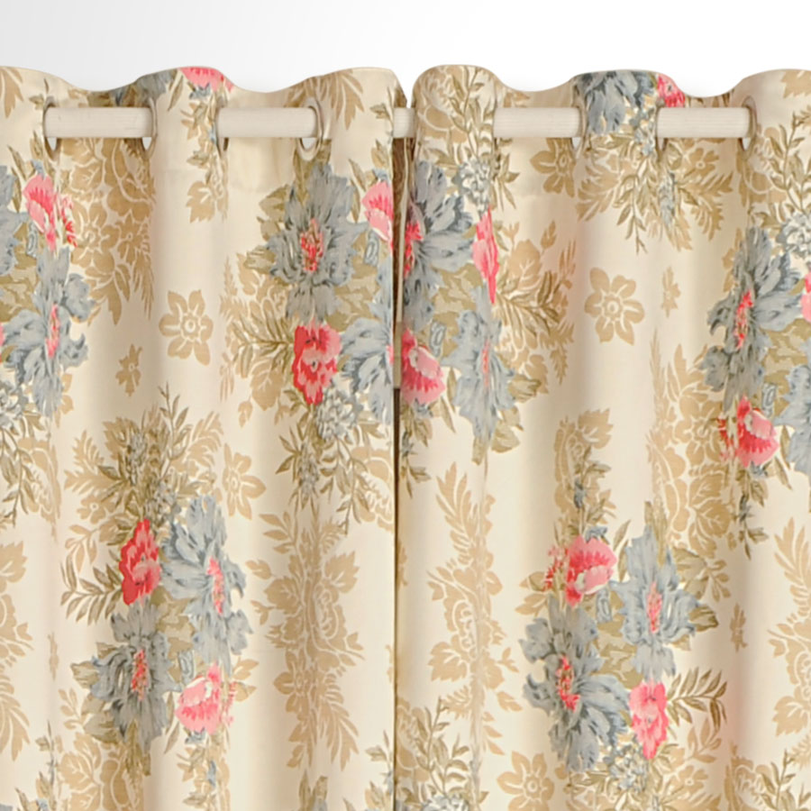 Swayam India Peach Floral Sigma Curtains- 1986 - view 3
