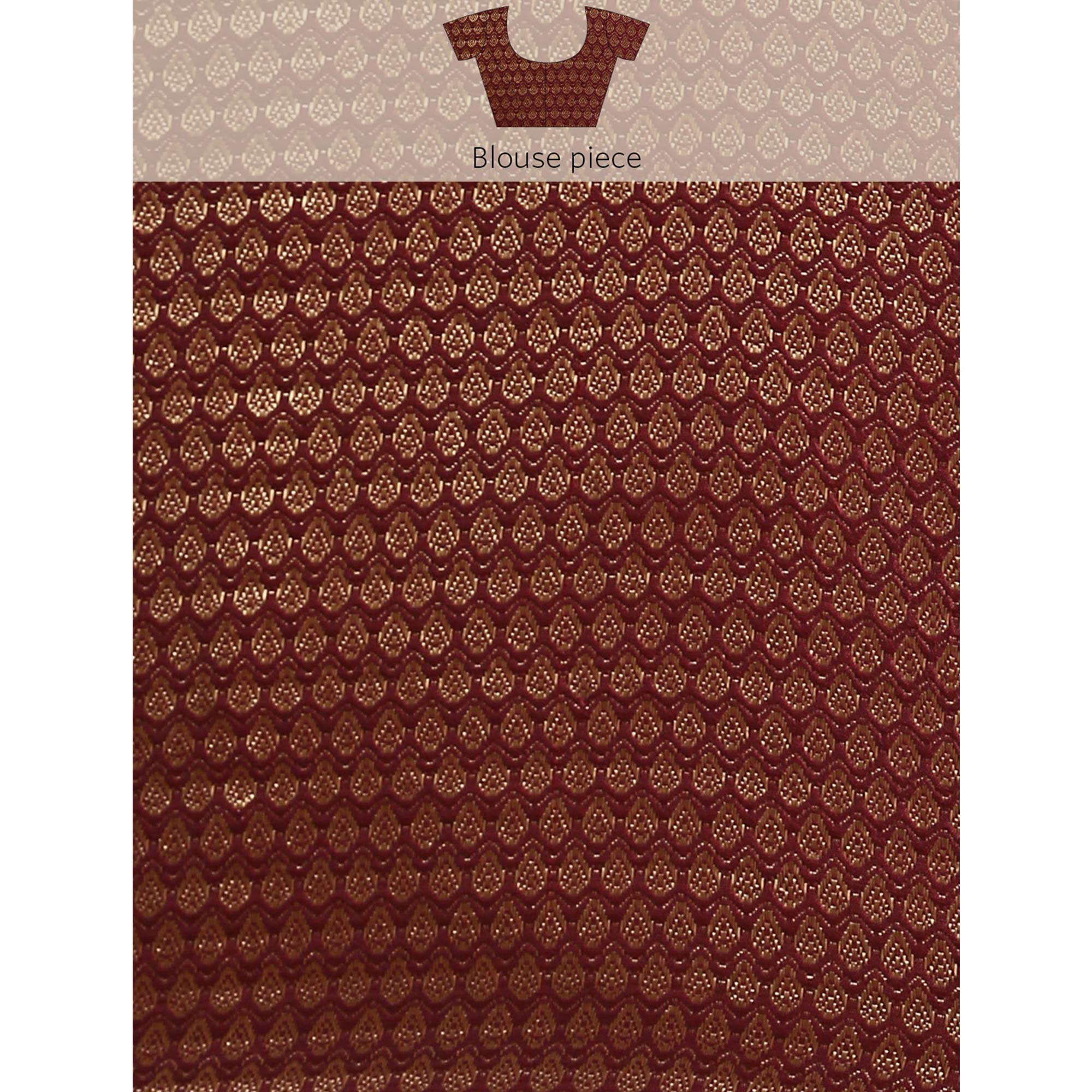 Peachmode Maroon Foil Printed With Fancy Border Chiffon Saree - view 8