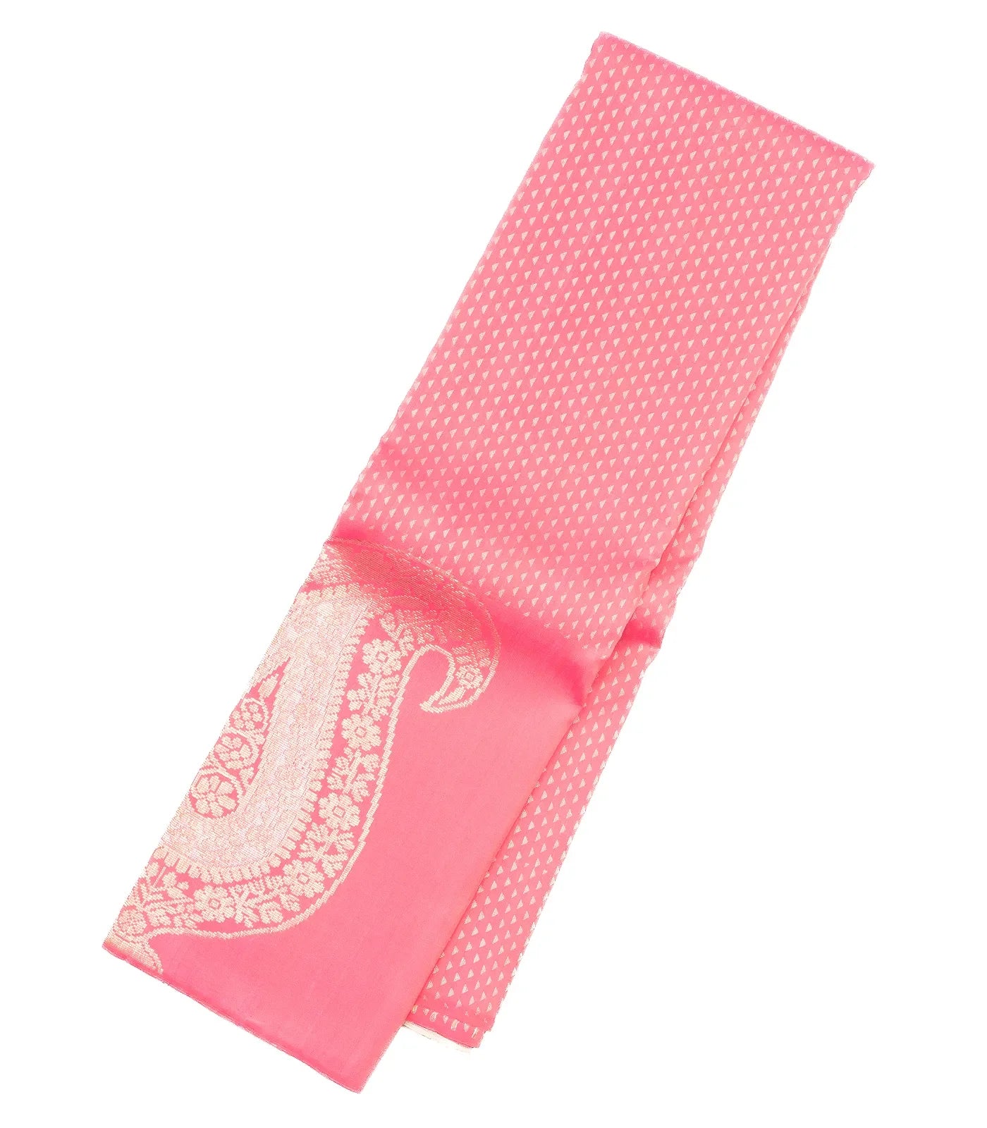 RmKV Bubblegum Pink Handloom Kanchipuram Silk Saree With Triangle Motifs