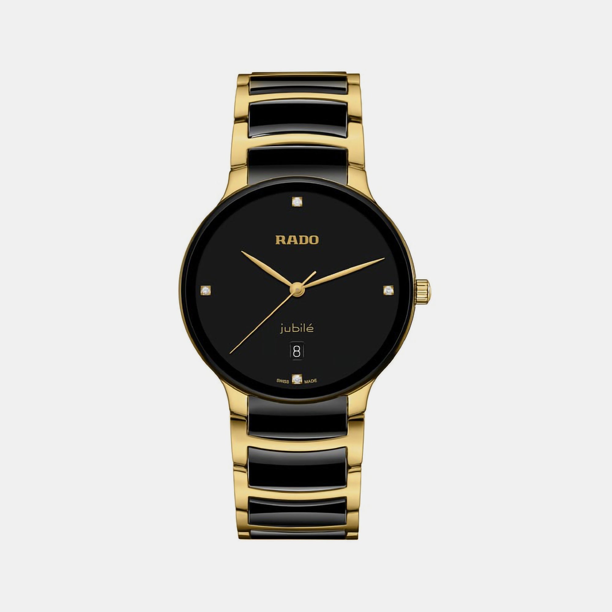 Rado Centrix Unisex Quartz Black Dial Analog Ceramic Watch R30022712