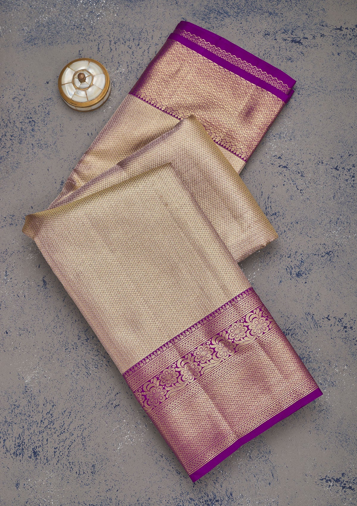 Koskii Beige Zariwork Pure Silk Saree – Women's