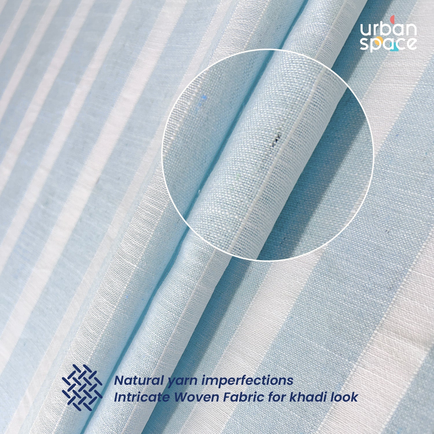 Urban Space -Home Furnishing Store Aari Collection Embriodered Sheer Curtains, 35-40 % Light Filtering Curtains - Pack of 2 - Horizontal Weaves SkyBlu - view 2