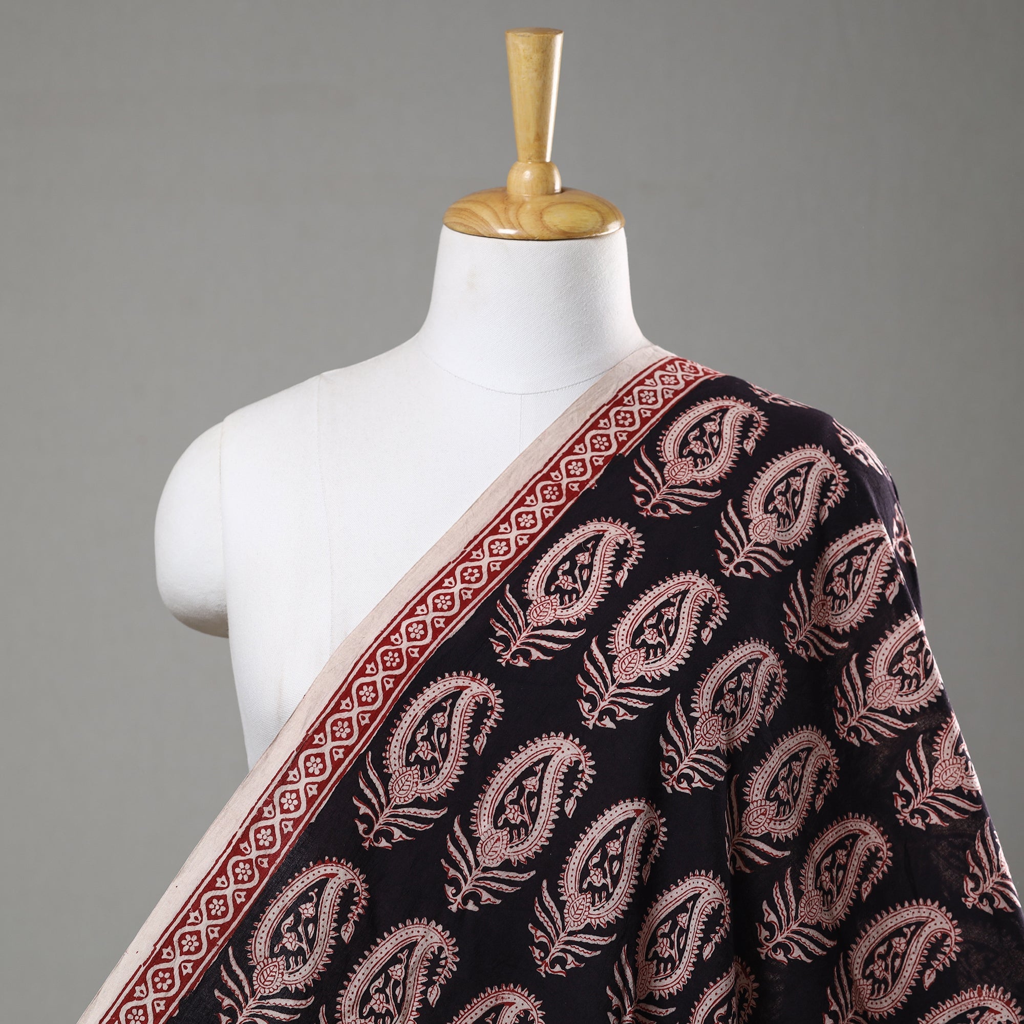 BAGH PRINTS BY UMAR FARUK KHATRI Black - Bagh Block Printed Cotton Fabric 23