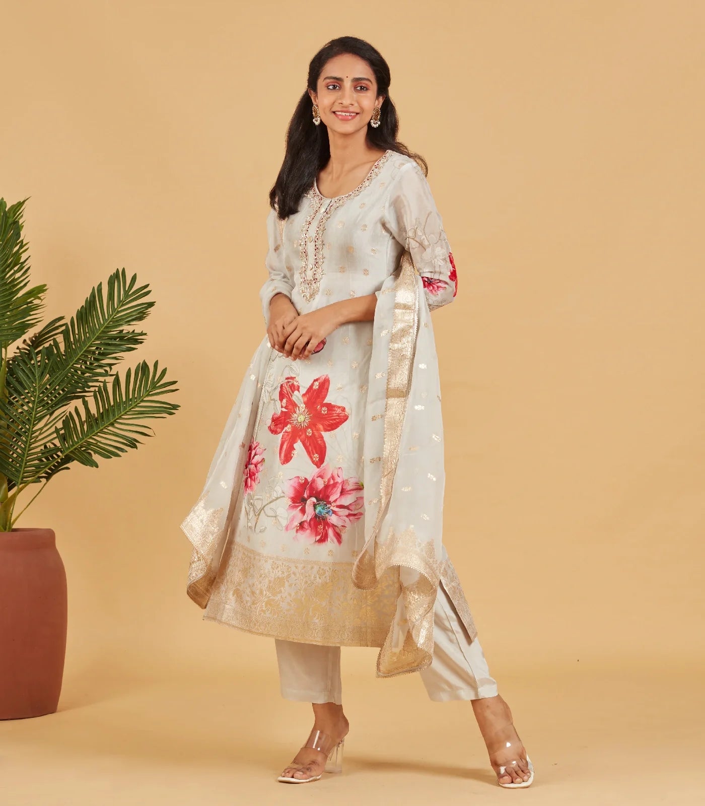 RmKV Ivory Grey Festive Kurta Set