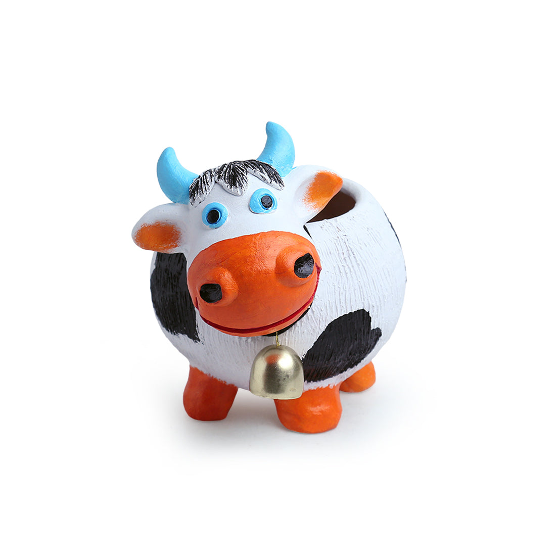 EXCLUSIVELANE 'Playful Cow' Handmade & Handpainted Terracotta Planter Pot (8 Inch) - view 3