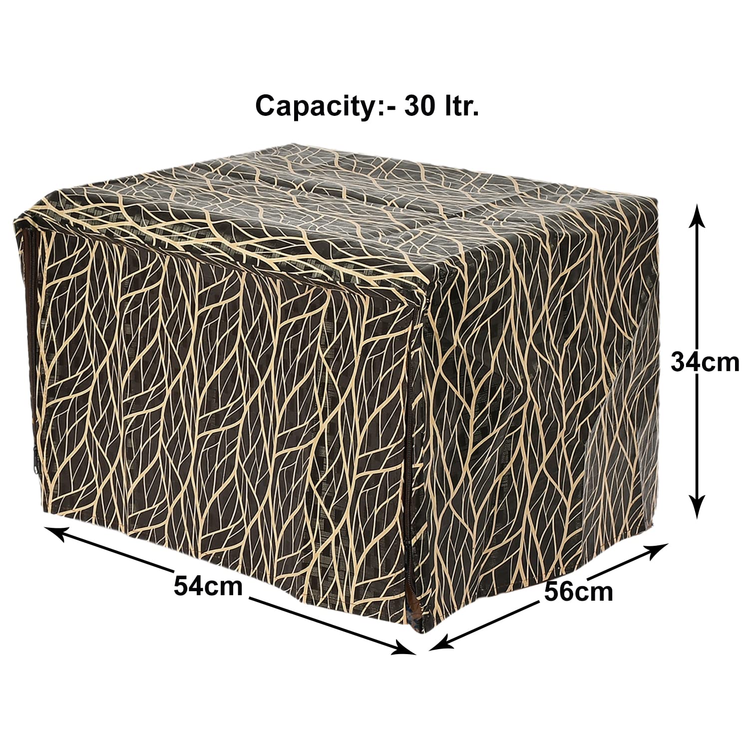 Kuber Industries PVC Leaf Printed Microwave Oven Cover, Dustproof Machine Protector Cover,30 Ltr. (Brown) - view 6
