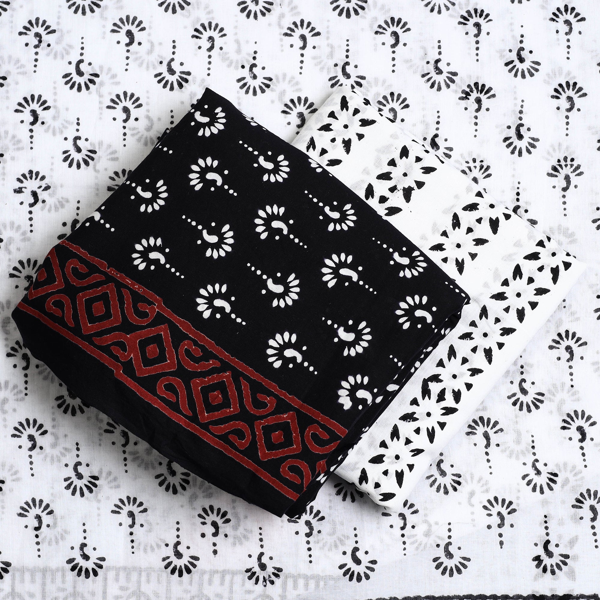 ARTISAN HAND BLOCK PRINTS Black - 3pc Sanganeri Block Print Cotton Dress Material 06 - view 2