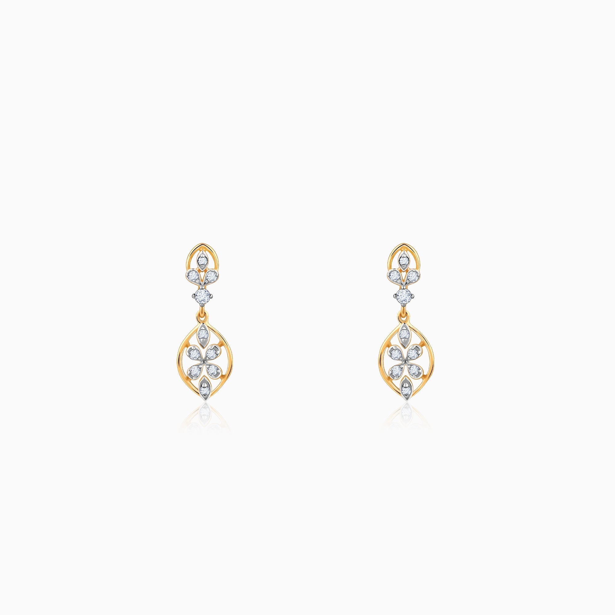 GIVA Jewellery Gold Pretty Dangler Diamond Earrings