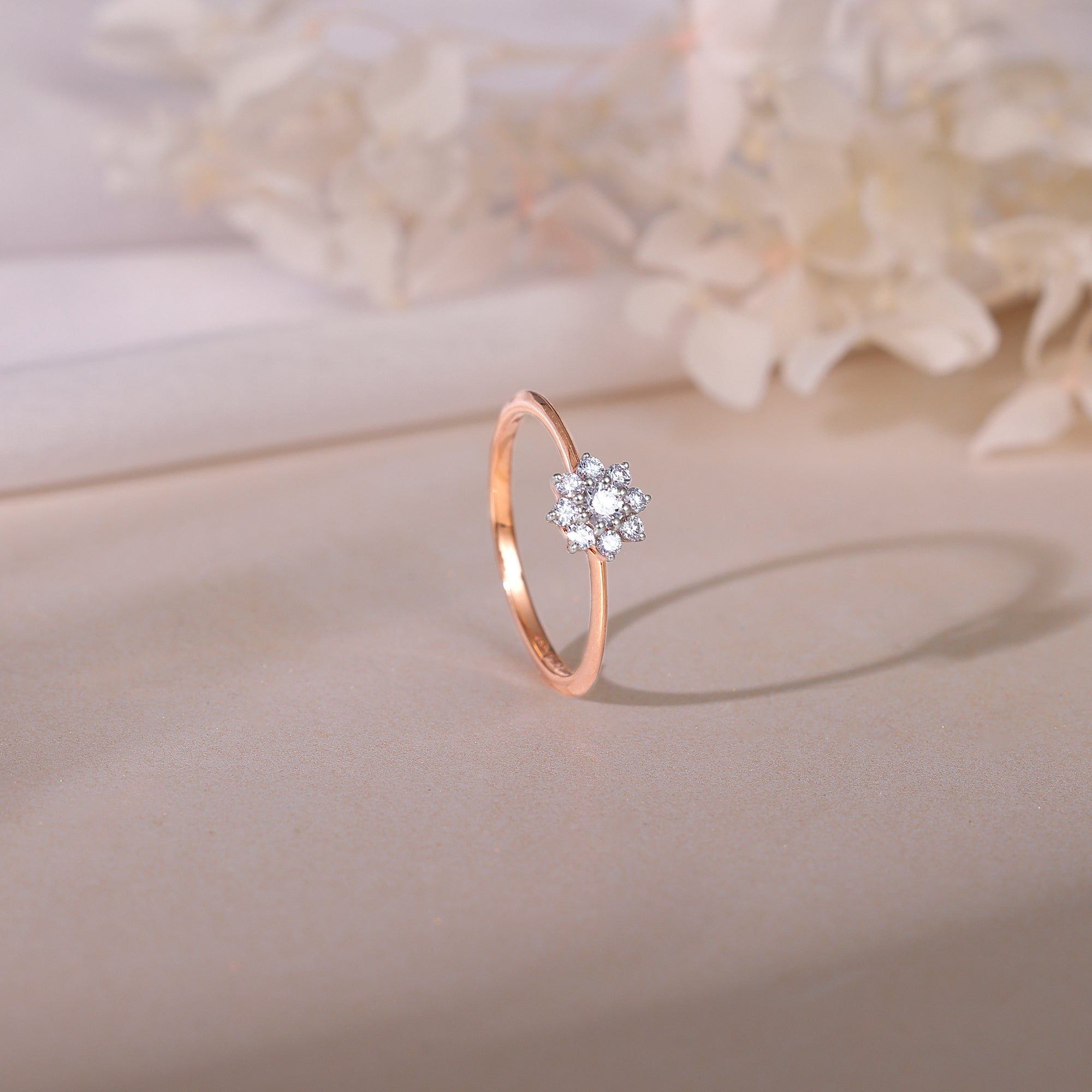 GIVA Jewellery Rose Gold Floral Glisten Diamond Ring - view 2