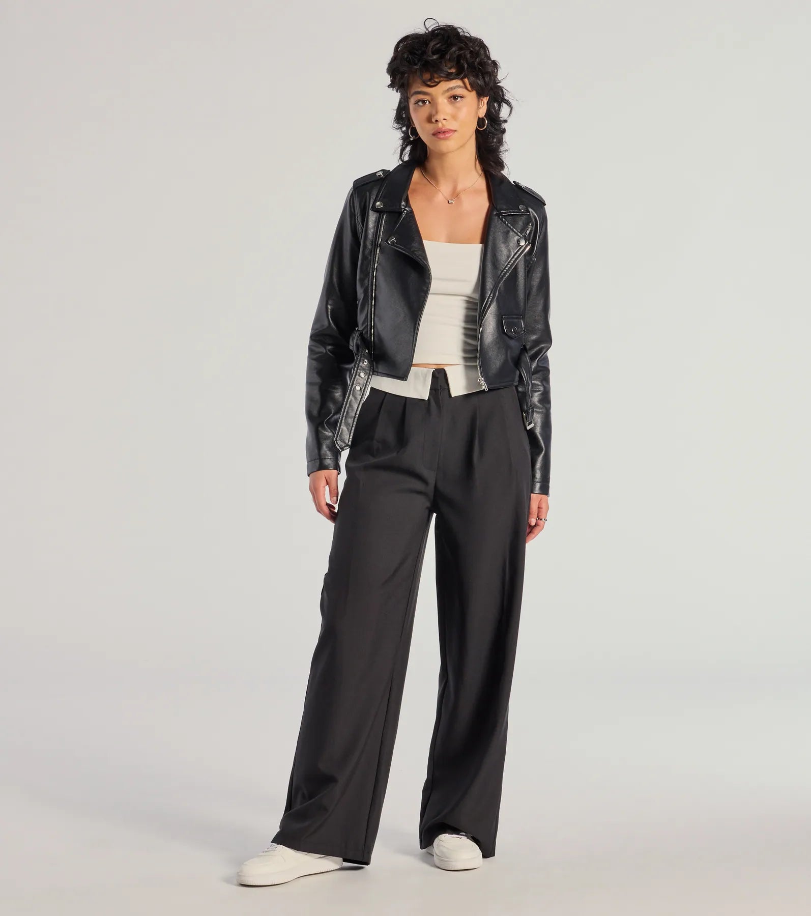 Windsor First Look Contrast Wide-Leg Pants – BLACK