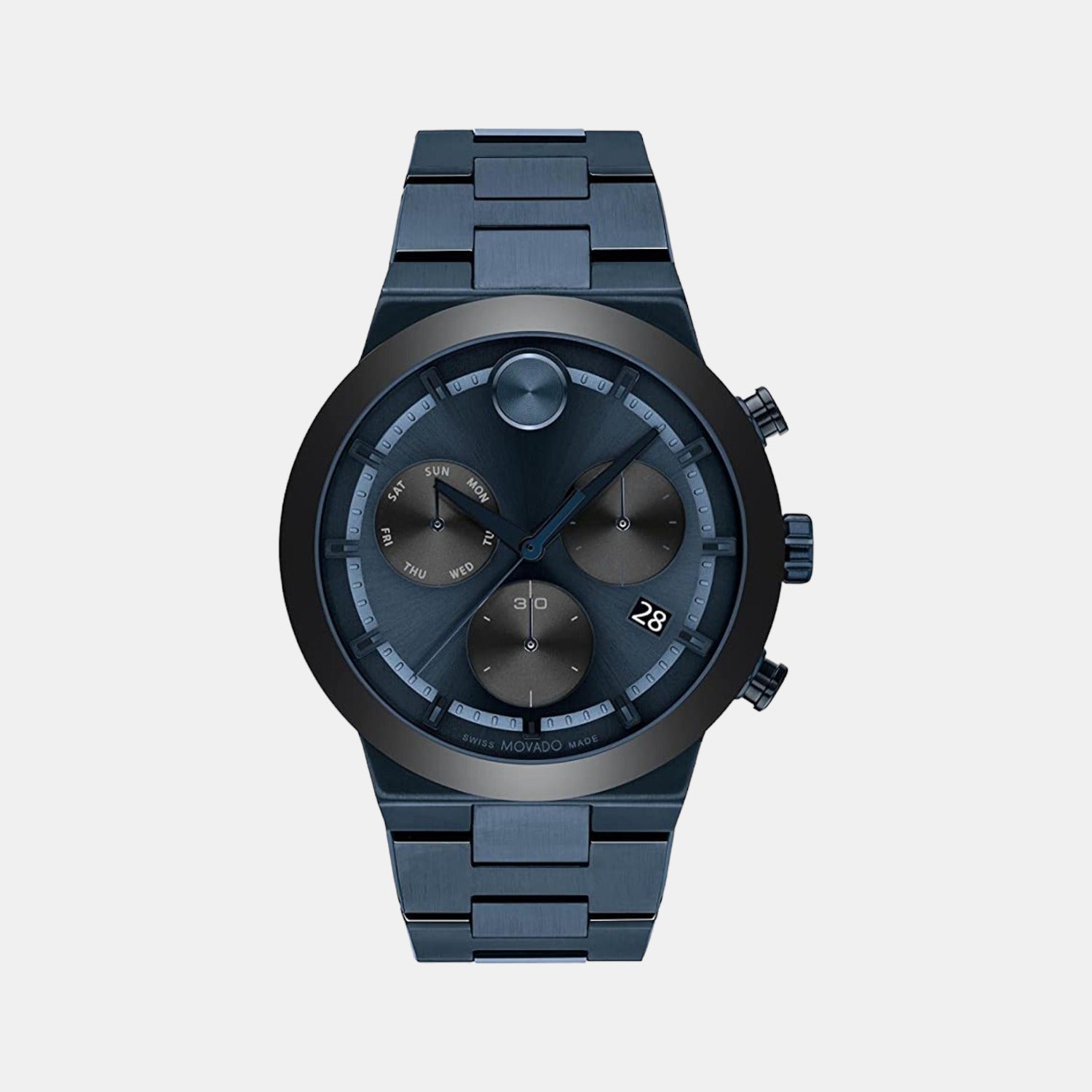 Movado Bold Fusion Men Quartz Blue Dial Chronograph Stainless Steel Watch 3600859