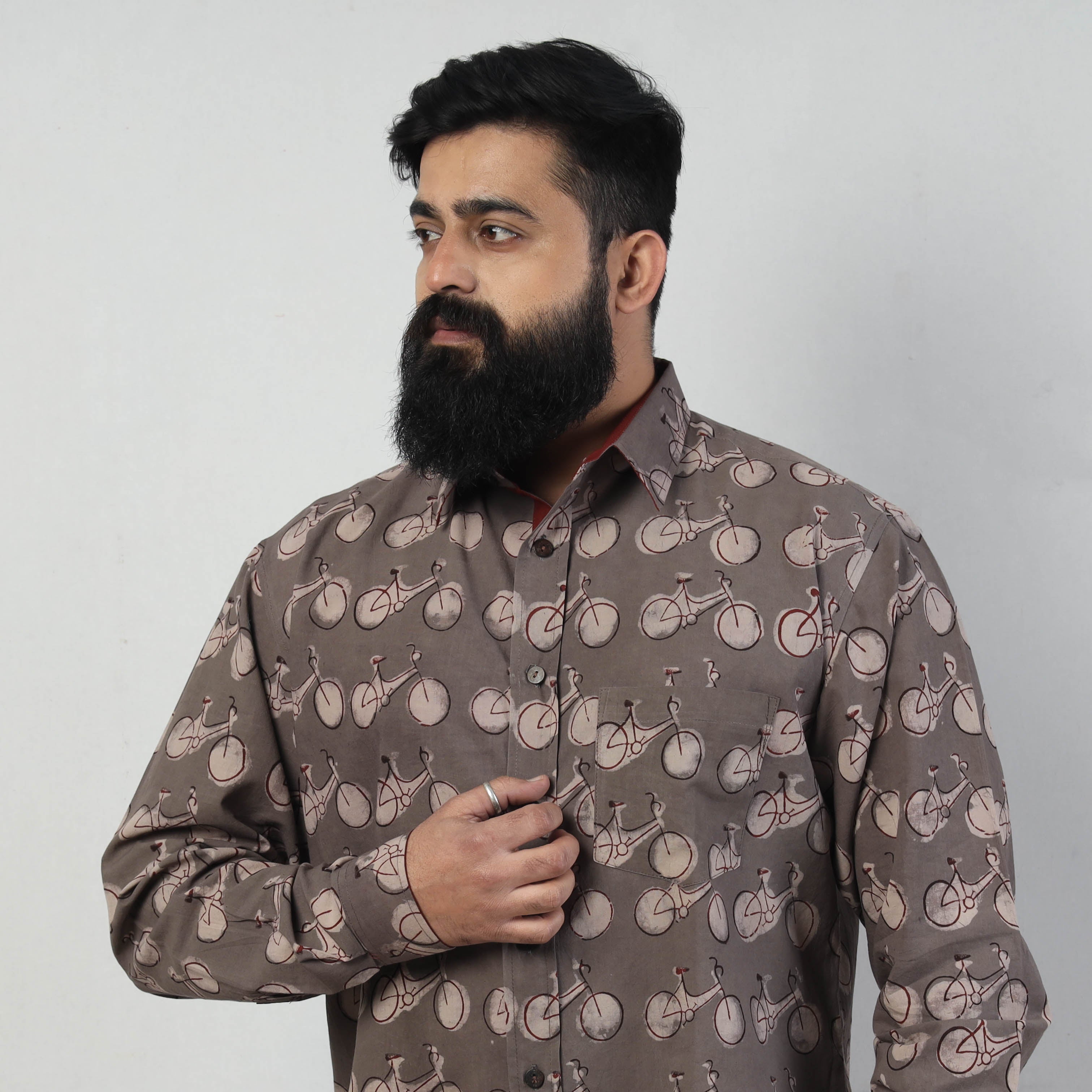 BINDAAS UNLIMITED Brown - Bindaas Block Art Printed Cotton Men Full Sleeve Shirt - view 2