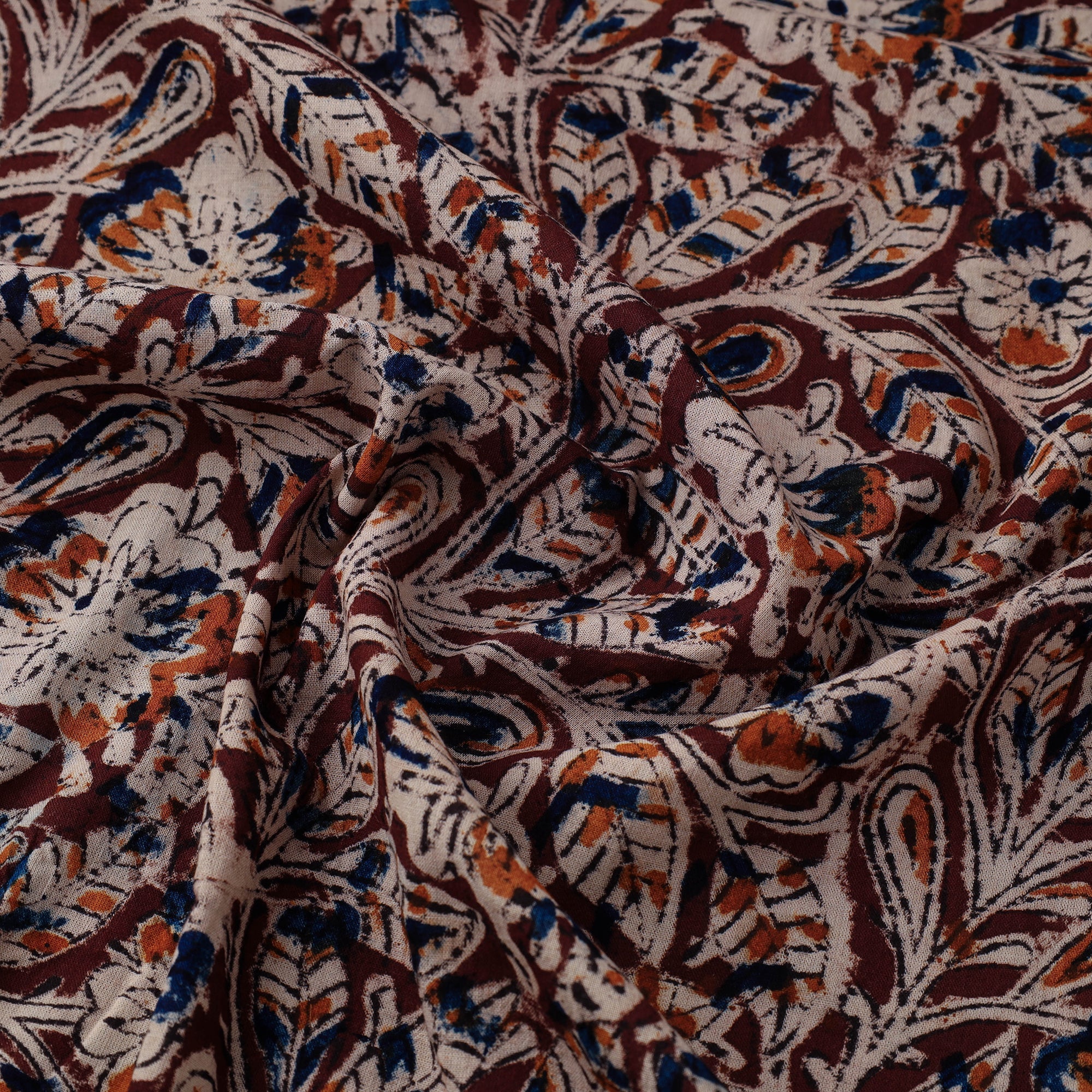 SOUTH KARGHA Brown - Natural Dyed Block Print Cotton Kalamkari Fabric 03 - view 3