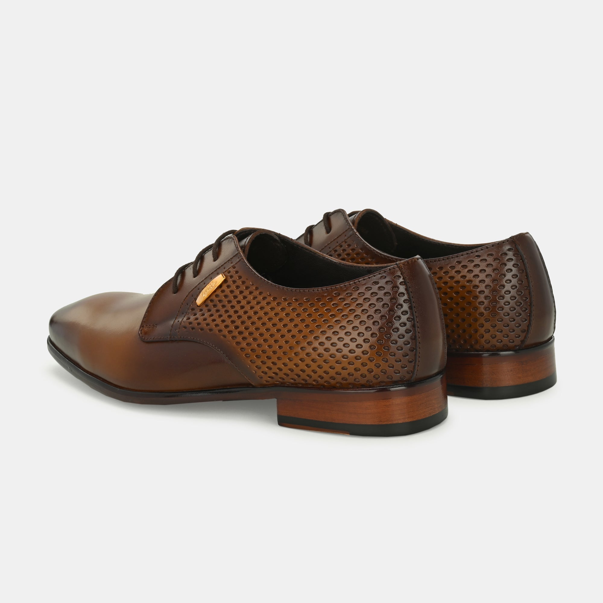 Tan Perforated Lace-Up Shoes by Lafattio - view 2