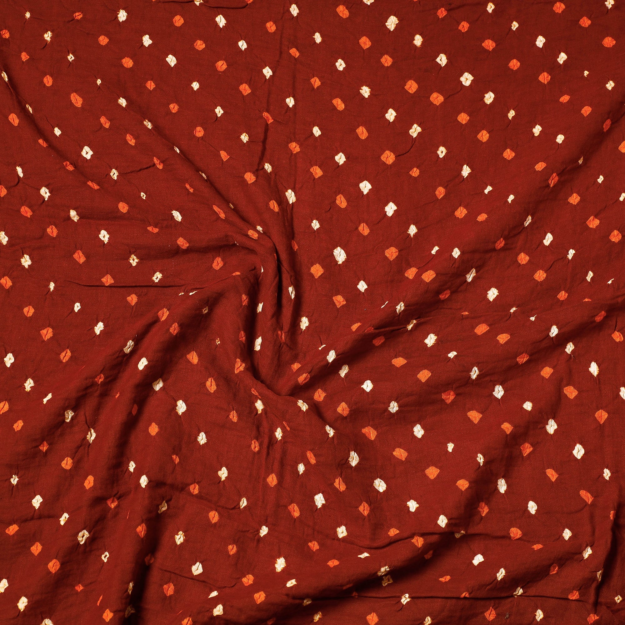 KACHCHH JI CHHAAP Brown - Kutch Bandhani Tie-Dye Satin Cotton Precut Fabric (1.65 Meter) - view 2