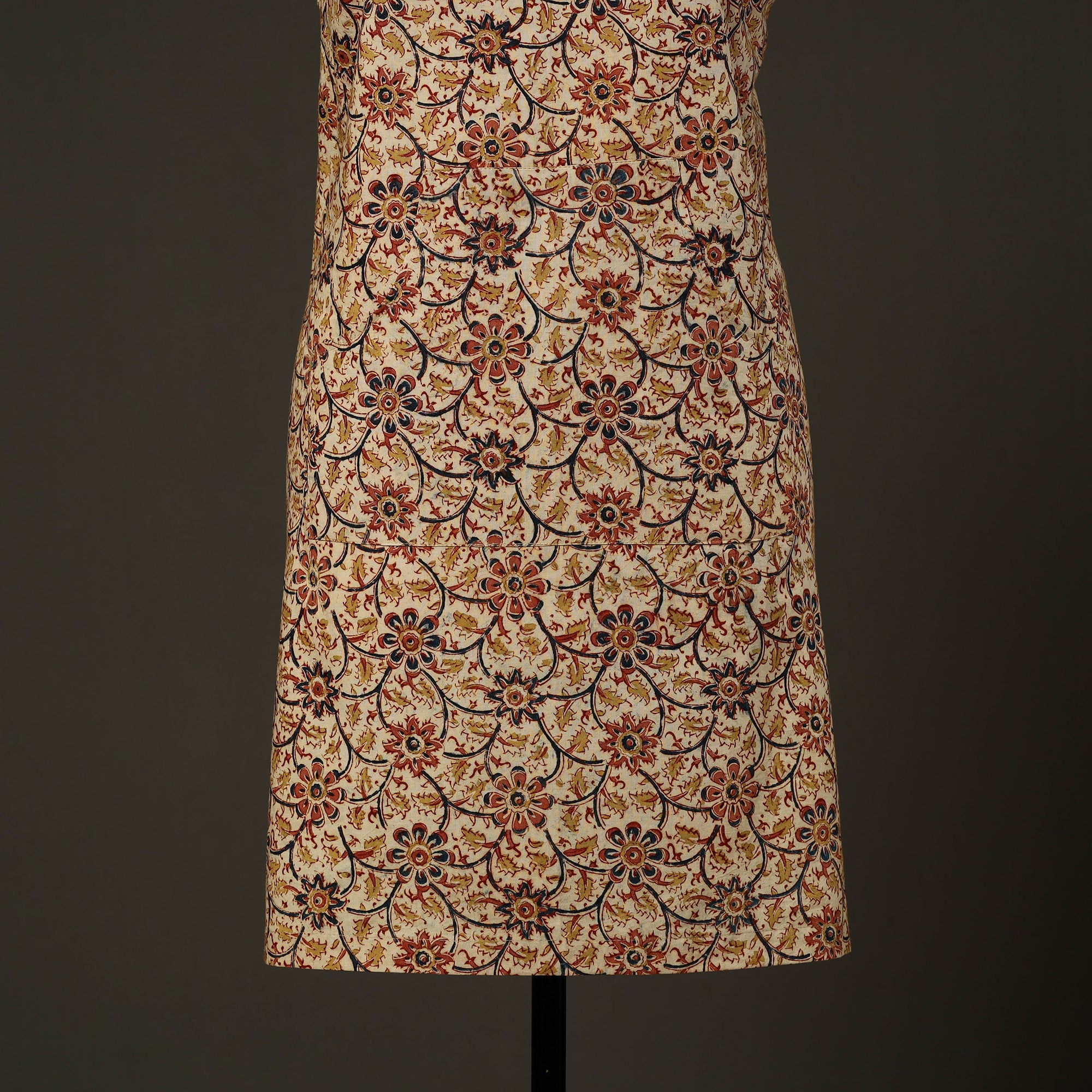 JALPARI Beige - Kalamkari Block Print Cotton Apron with Pocket 47 - view 2