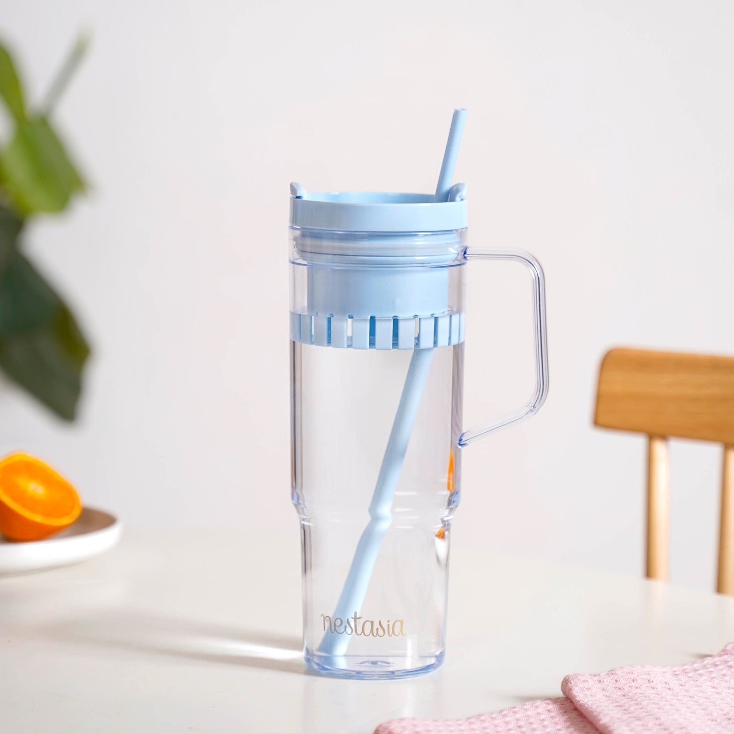Nestasia Citrify Transparent Fruit Infuser Water Bottle With Handle Ice Blue 1300ml