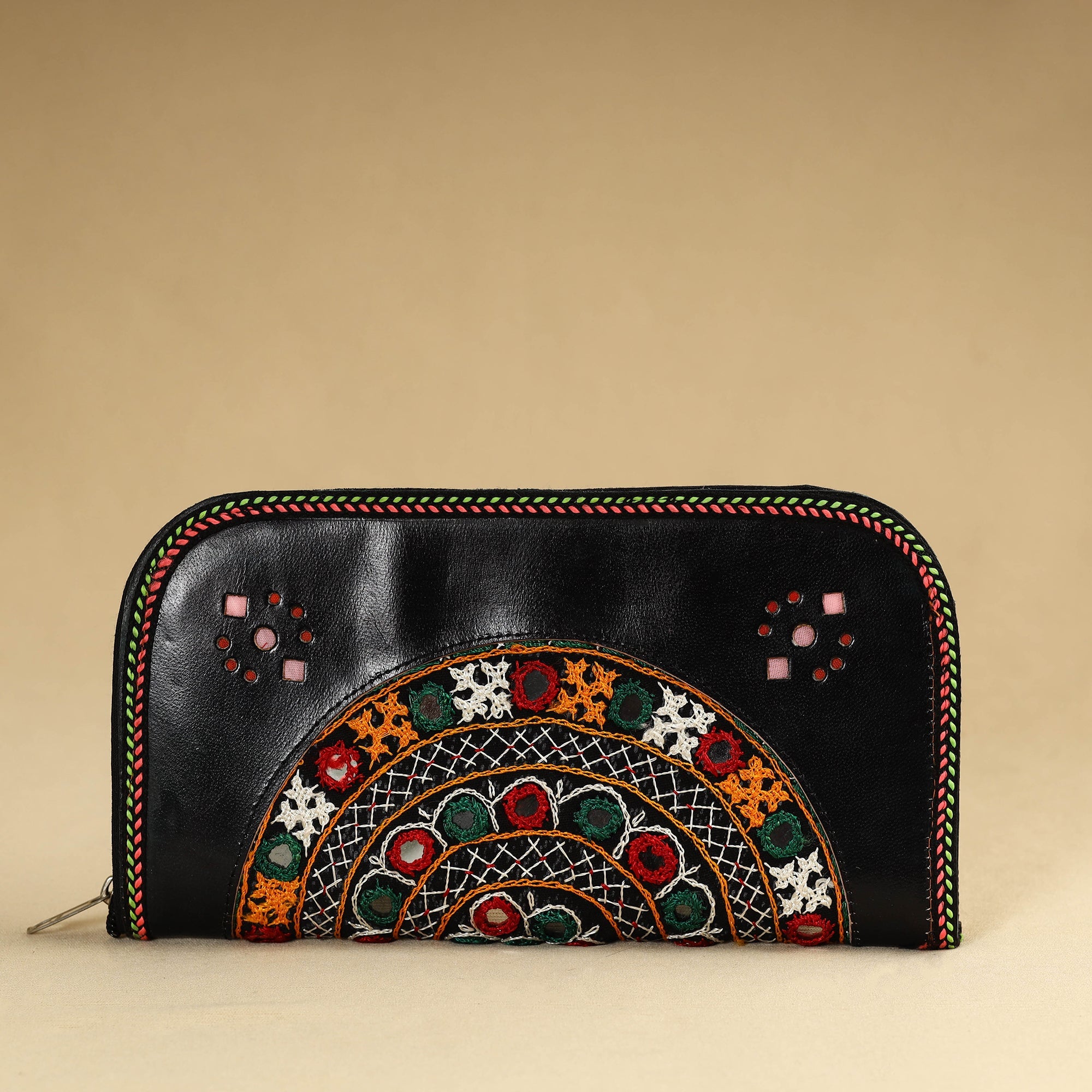 ANCHAL BIJLANI PATHUBHAI Black - Kutch Embroidery Cotton Handmade Leather Wallet 26