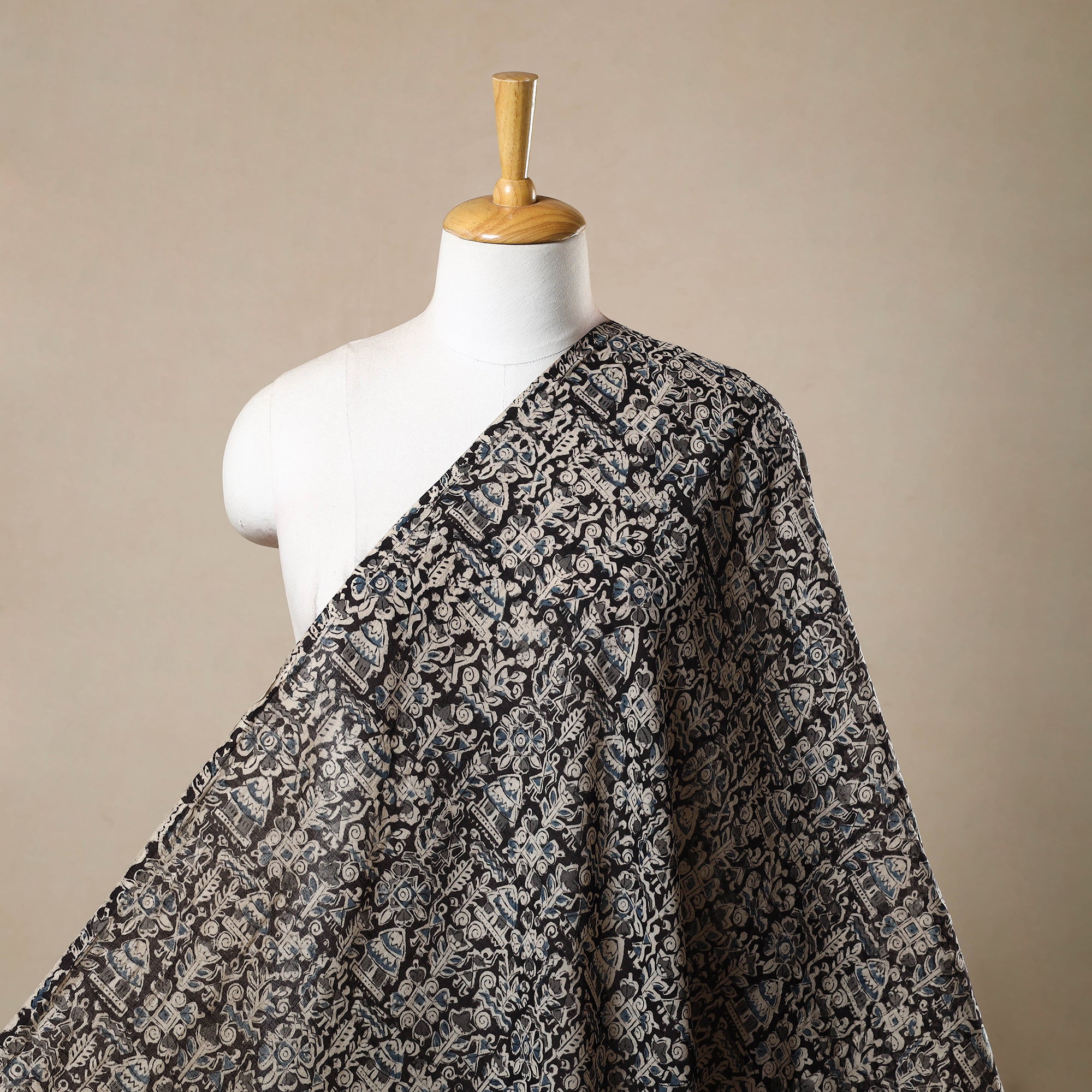 VENKATA BHANU KALAMKARI PEDANA Black - Pedana Hand Block Print Mul Cotton Kalamkari Fabric 11