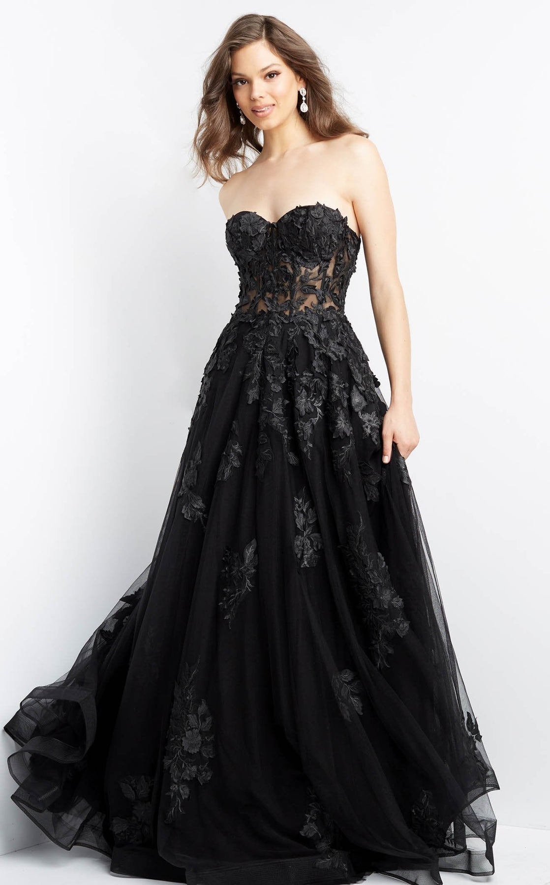 Embroidered Strapless A-line Gown by Jovani 07901 - view 4