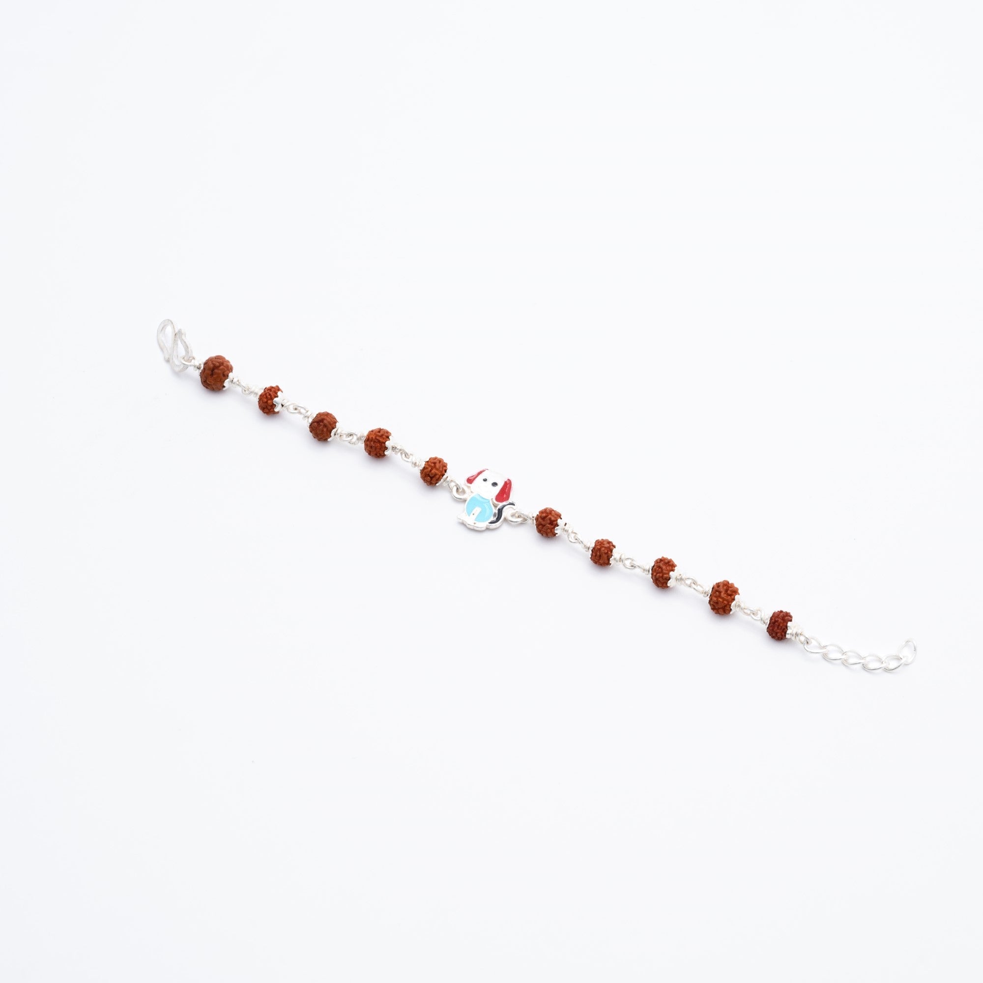 Prinjal Jewellers Rudraksha Silver Bracelet with Colorful Puppy Single Line for Kids - view 2