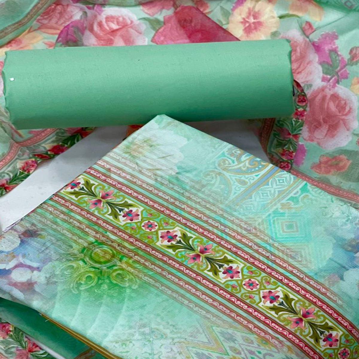 BlackTree green-casual-wear-floral-printed-cotton-dress-material-136142 - view 3
