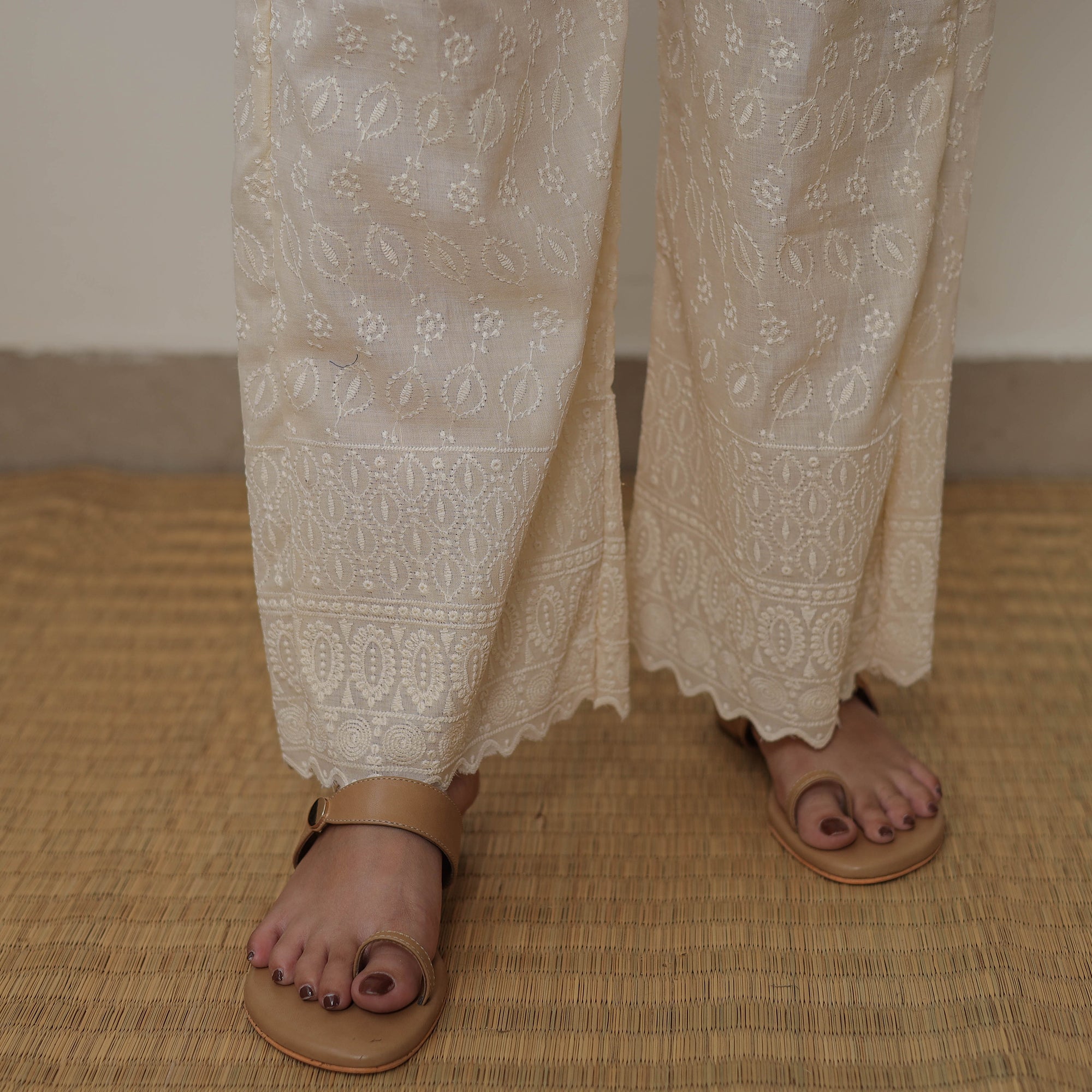 ITOKRI CASUALS Beige - Kota Doria Cotton Embroidery Kurta Suit Set 10 - view 7