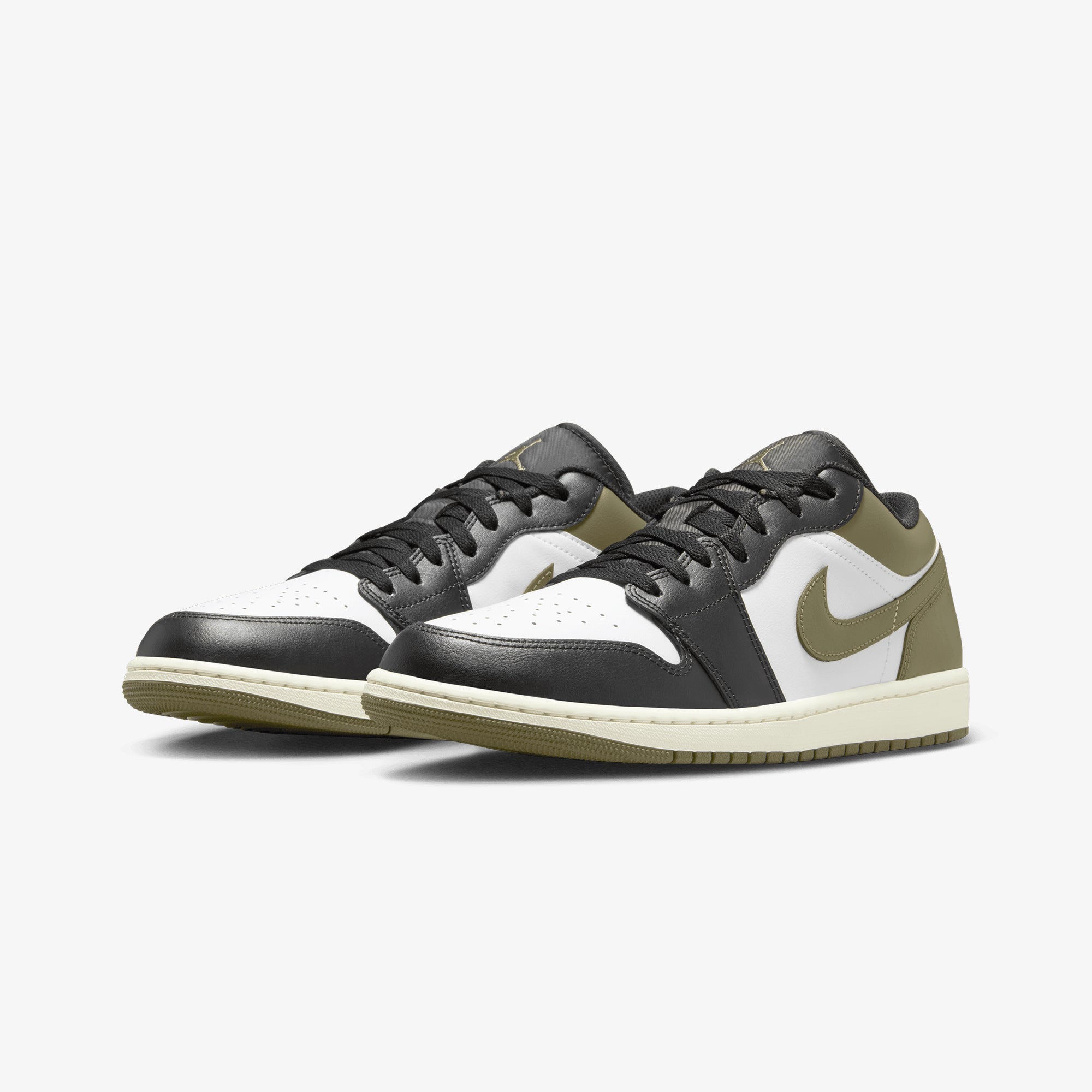 Jordan | Air Jordan 1 Low { Black/white-medium Olive - view 3