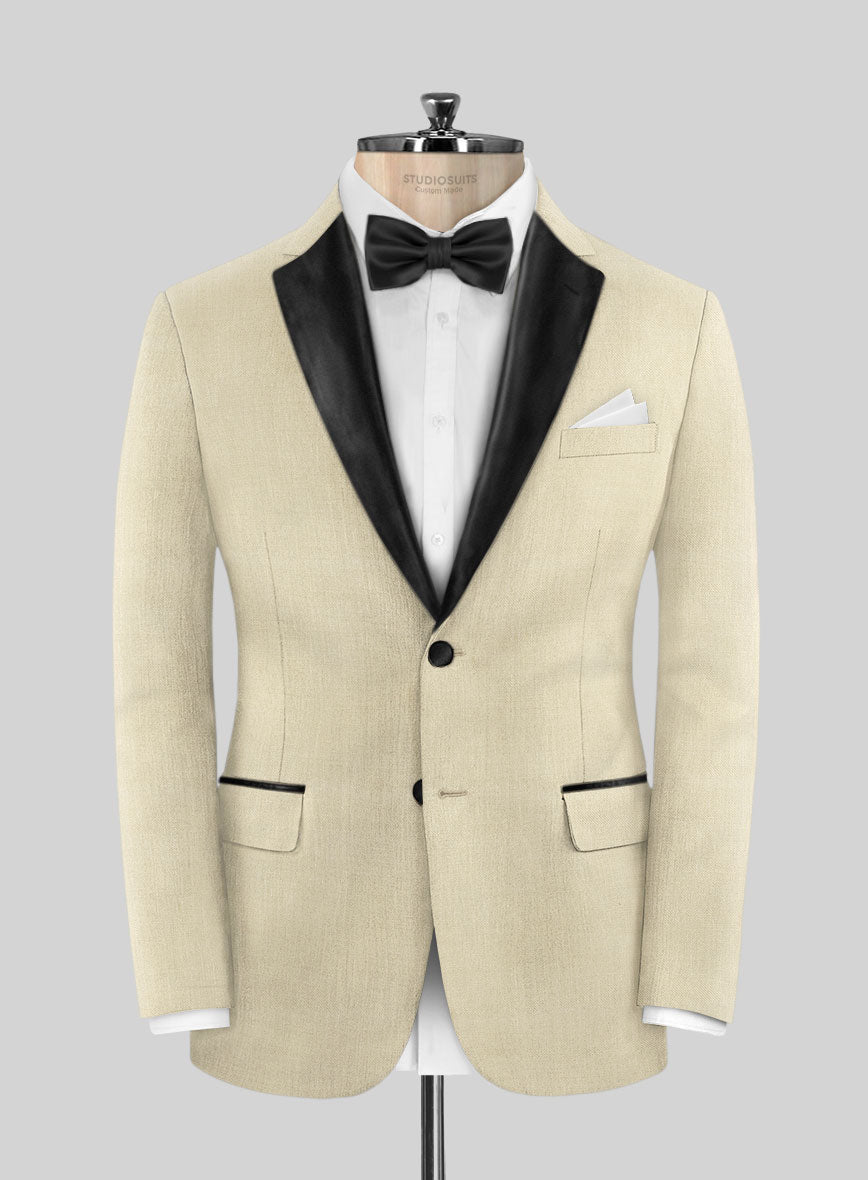 StudioSuits Napolean Light Beige Wool Tuxedo Jacket