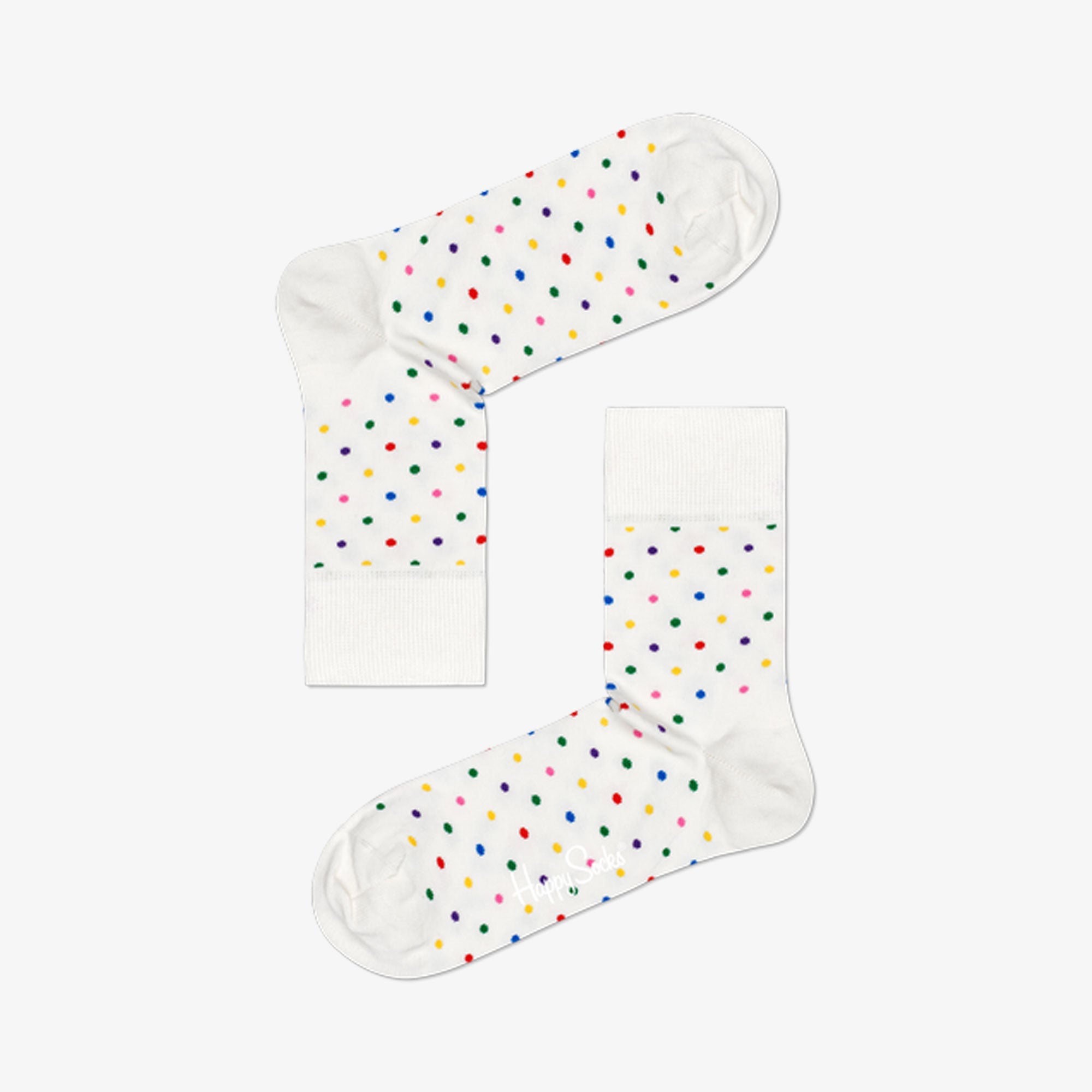 Happy Socks | DOT HALF CREW SOCK { WHITE