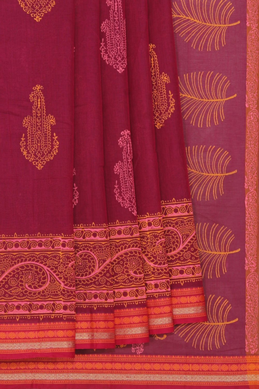 Kalanjali Ethnics Hand block printed cotton saree - view 2