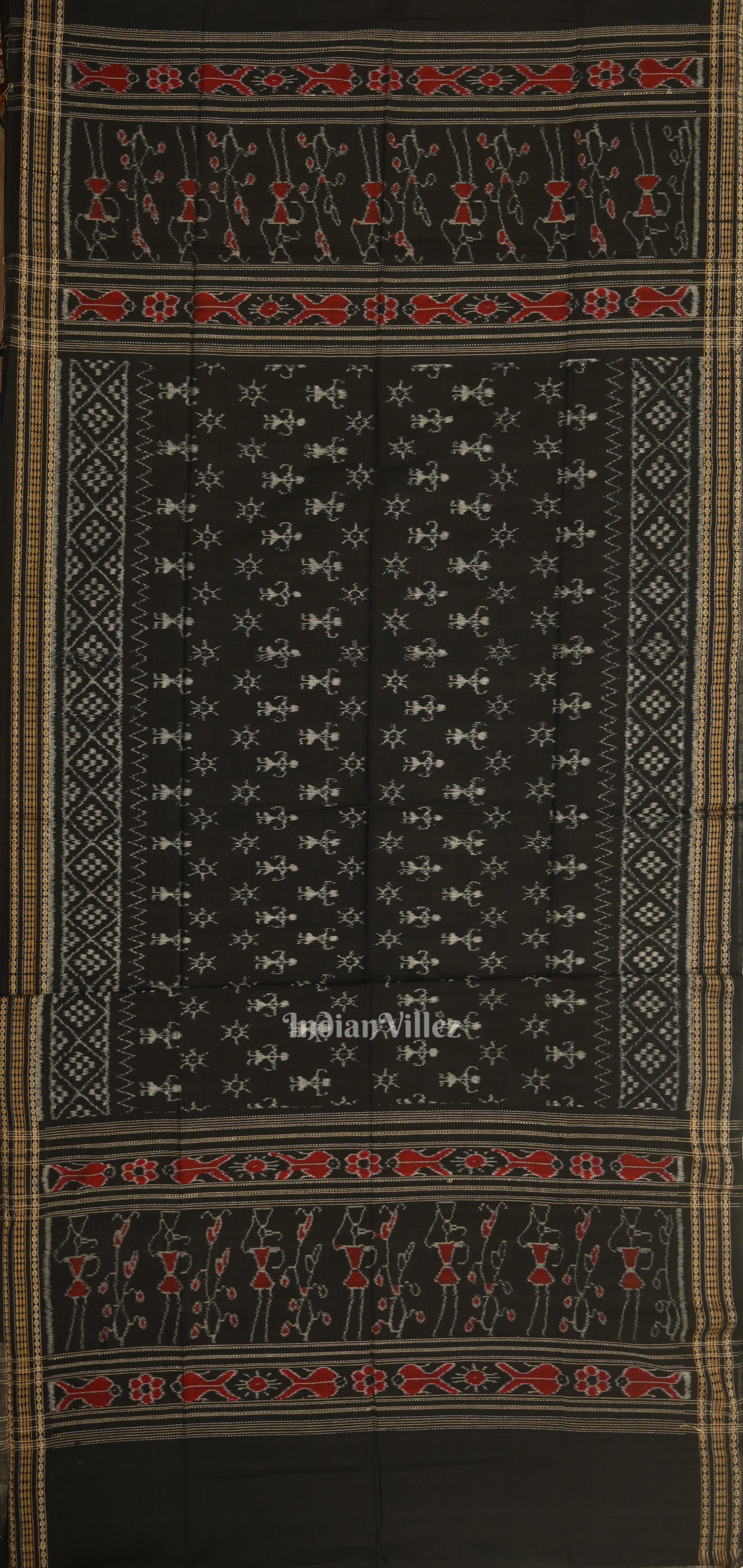 IndianVillèz Cement Gray Black Odisha Ikat Sambalpuri Dress Set & Dupatta - view 5