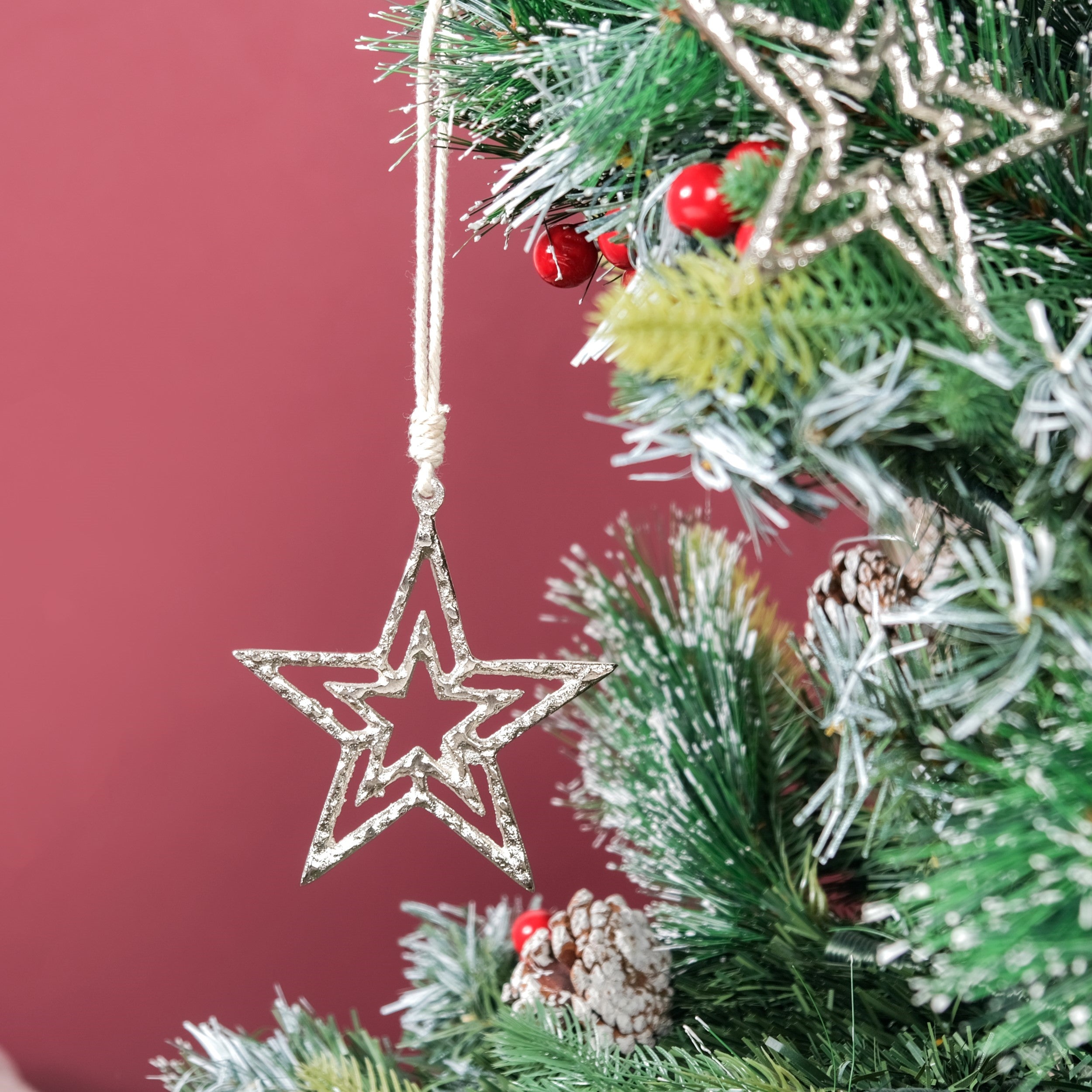 Nestasia Set Of 6 Silver Star Christmas Tree Decoration Ornaments - view 2