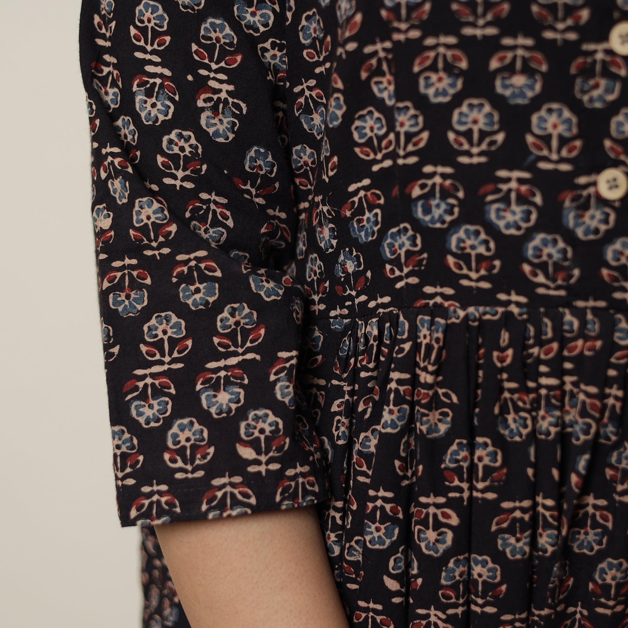 ITOKRI CASUALS Black - Ajrakh Block Printed Cotton Flared Kurta 04 - view 6