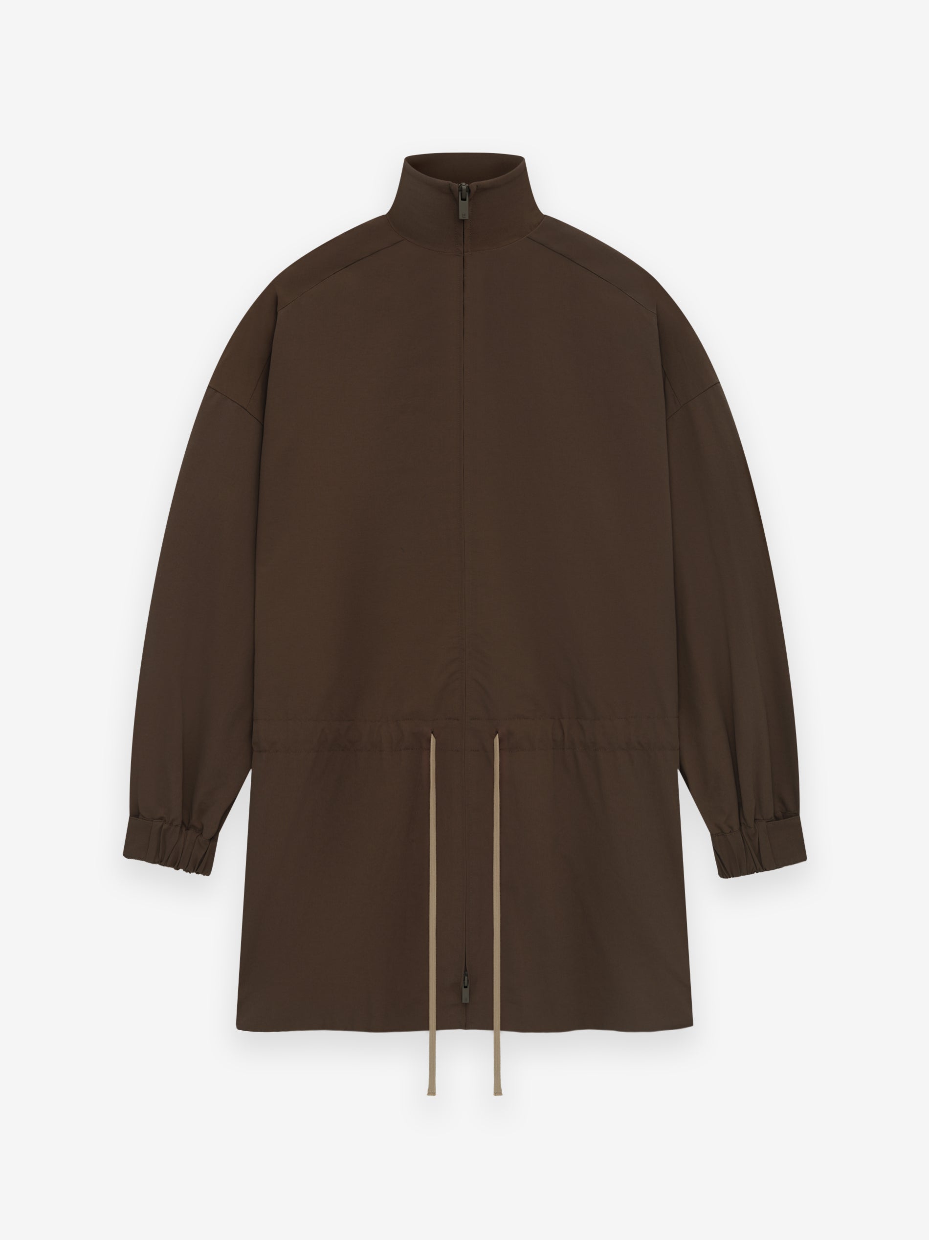 ESSENTIALS Military Nylon Mockneck Anorak – Brown