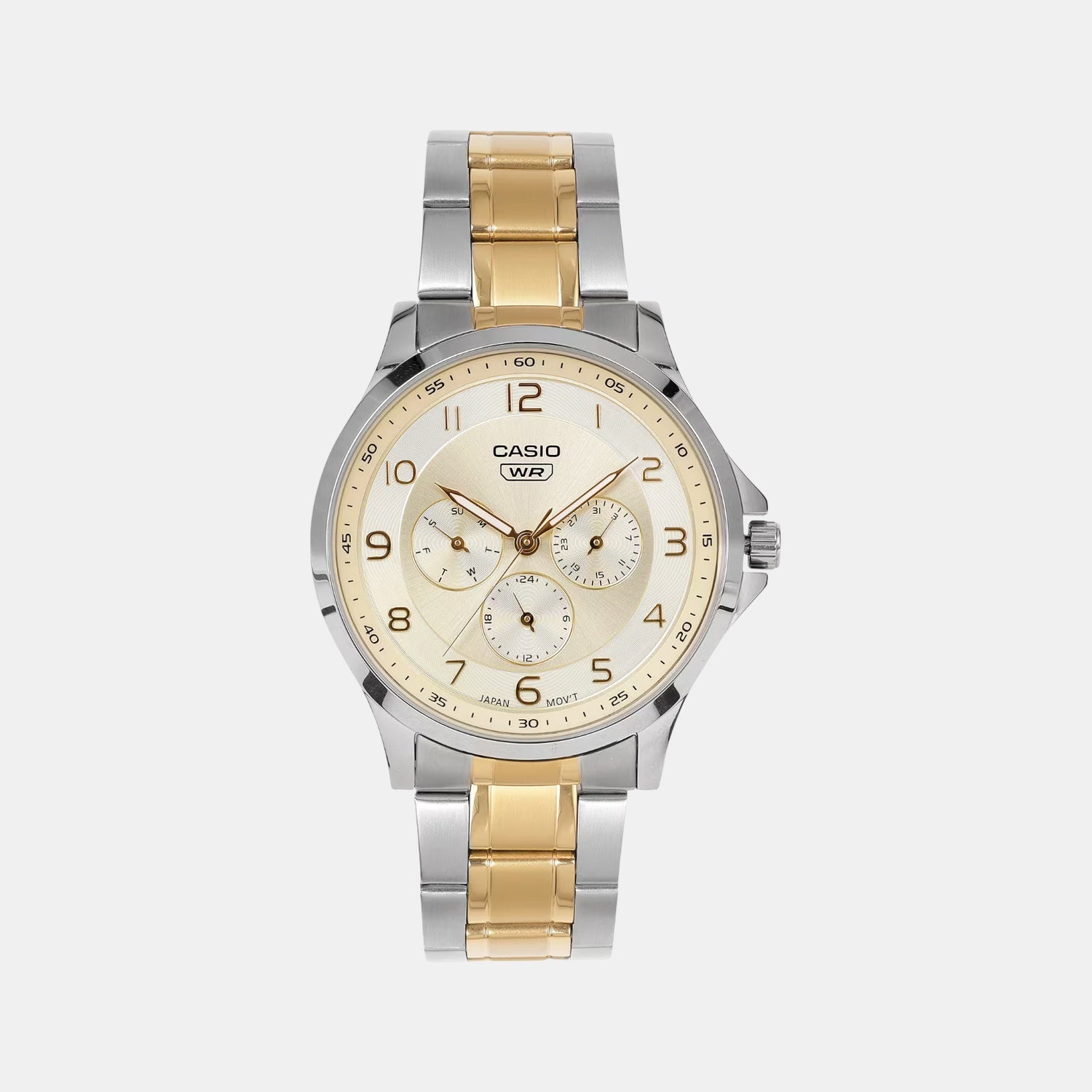 Casio Enticer Men Quartz Yellow Dial Analog Stainless Steel Watch A2453
