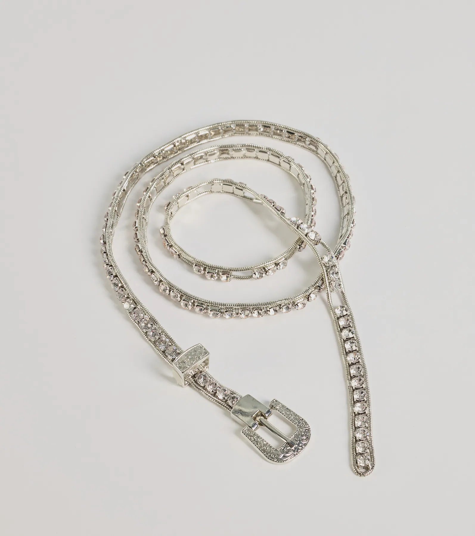 Windsor Western Luxe Rhinestone Belt – SILVER