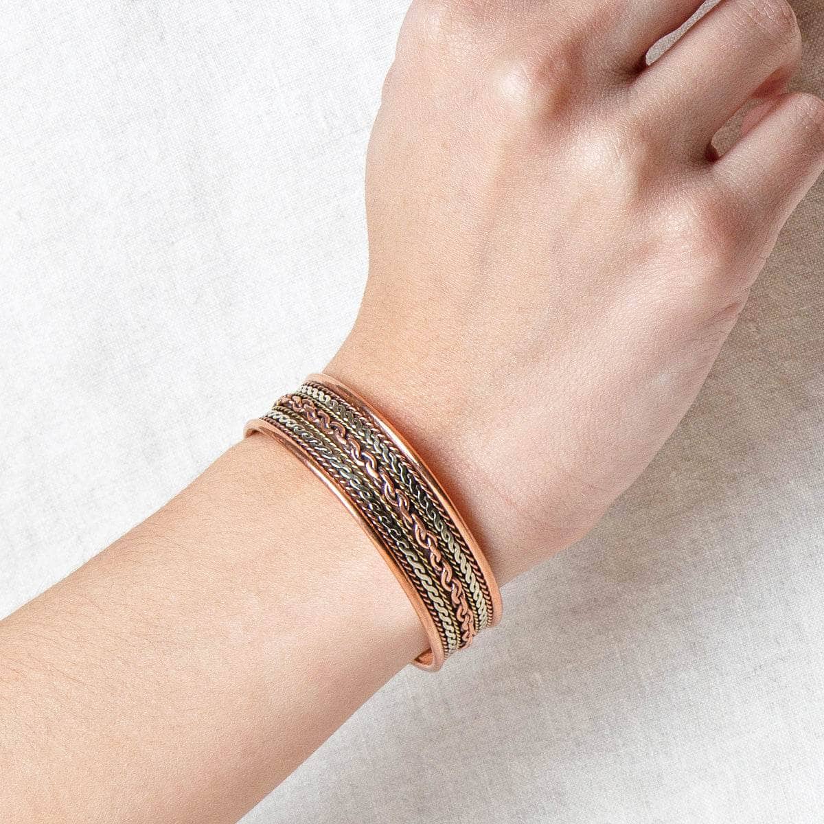 Tiny Rituals Tibetan Handcrafted Twisted Copper Healing Bracelet - view 2