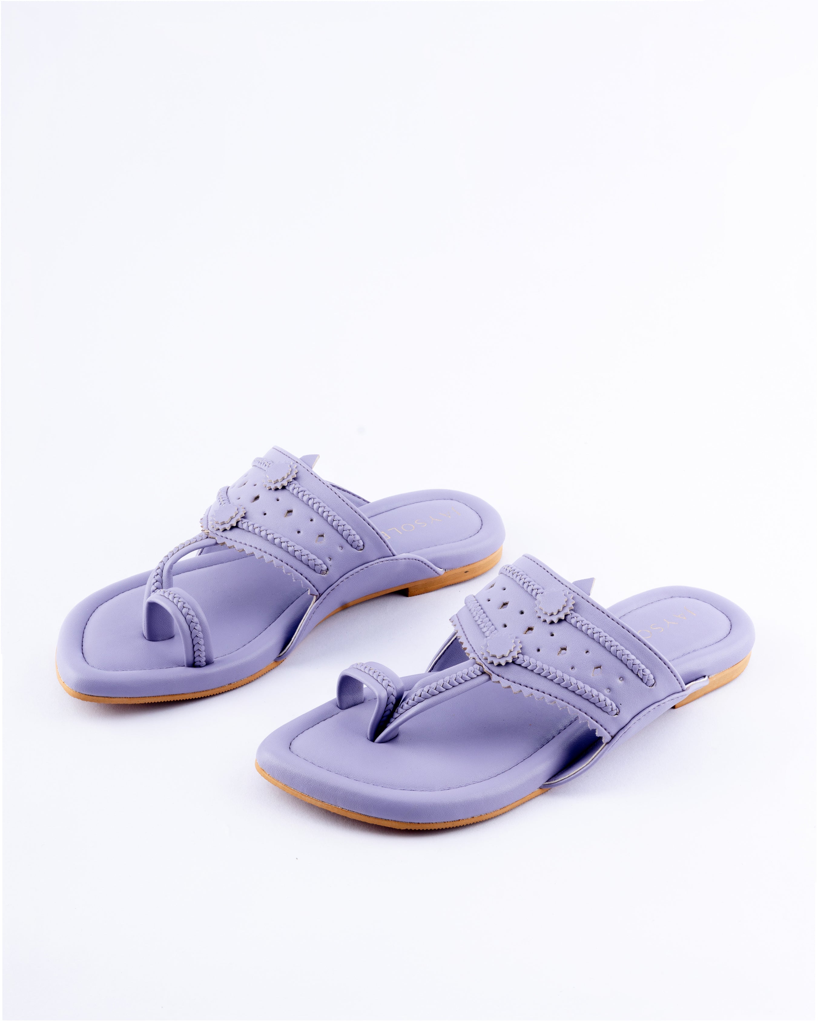 Jaysole Chatelle Lavender Solid Kolha Flats - view 3