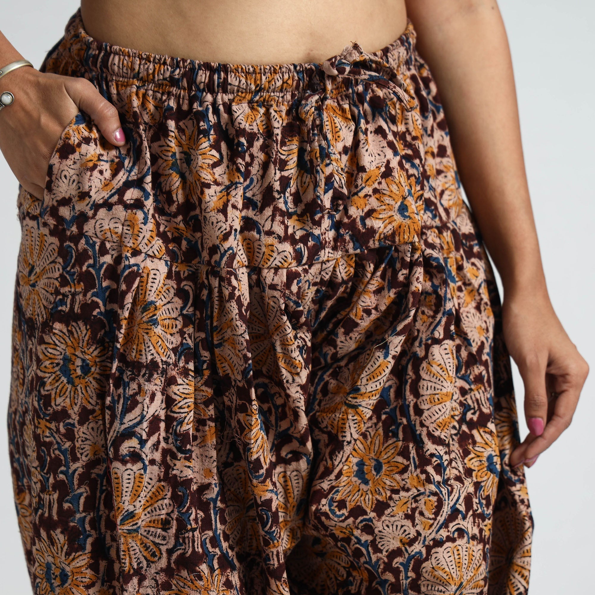 ITOKRI CASUALS Brown - Kalamkari Block Printed Cotton Elasticated Salwar 17 - view 4