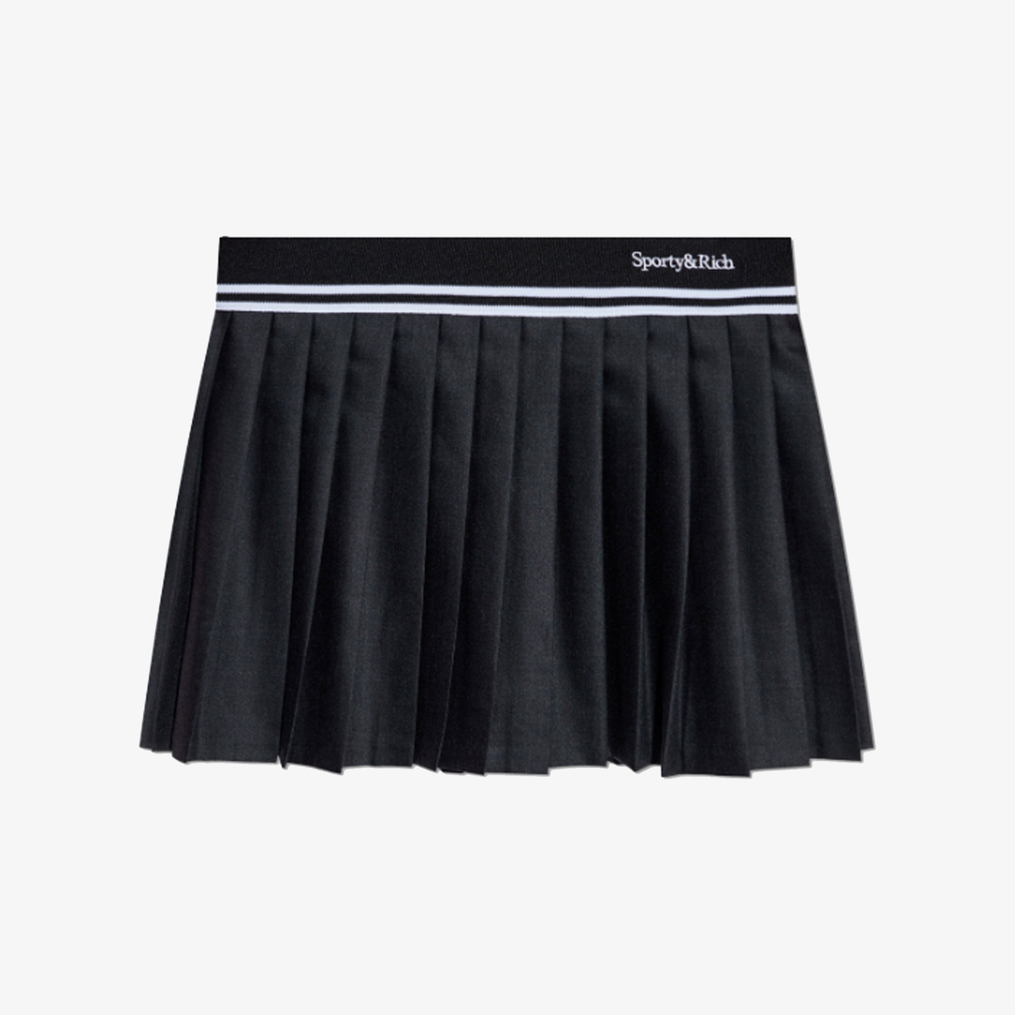 Sporty & Rich | Abigail Wool Pleated Skirt { Black - view 3