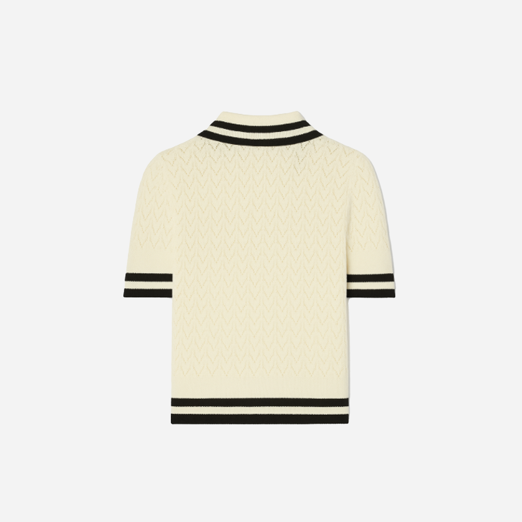 Tory Burch Cotton Pointelle Polo Ivory Black - view 2