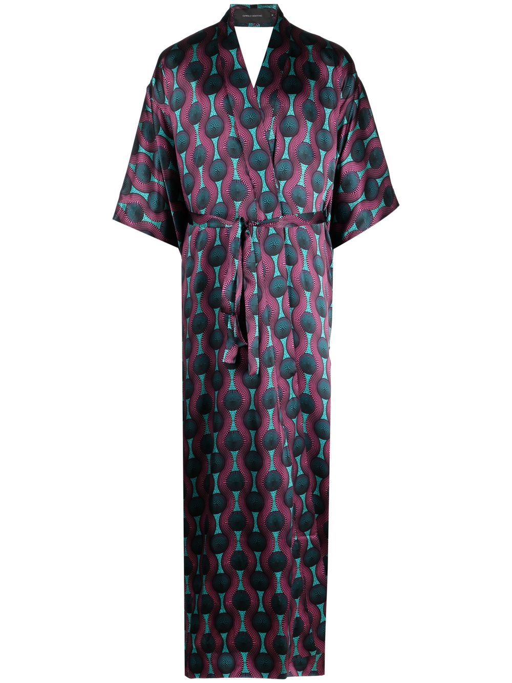 Ozwald Boateng Printed silk kimono dress – Silk 95%, Elastane 5%