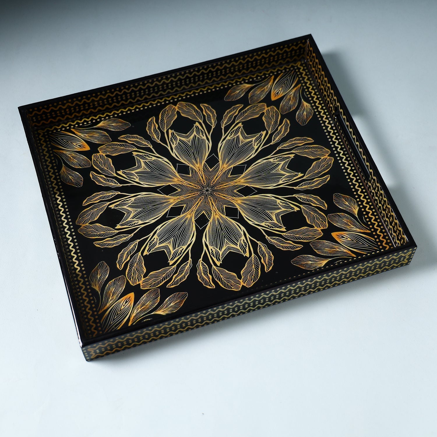 ITOKRI CRAFTS INITIATIVE Black - Handcrafted Wooden Epoxy Resin Tray (13 x 11 in) - view 2